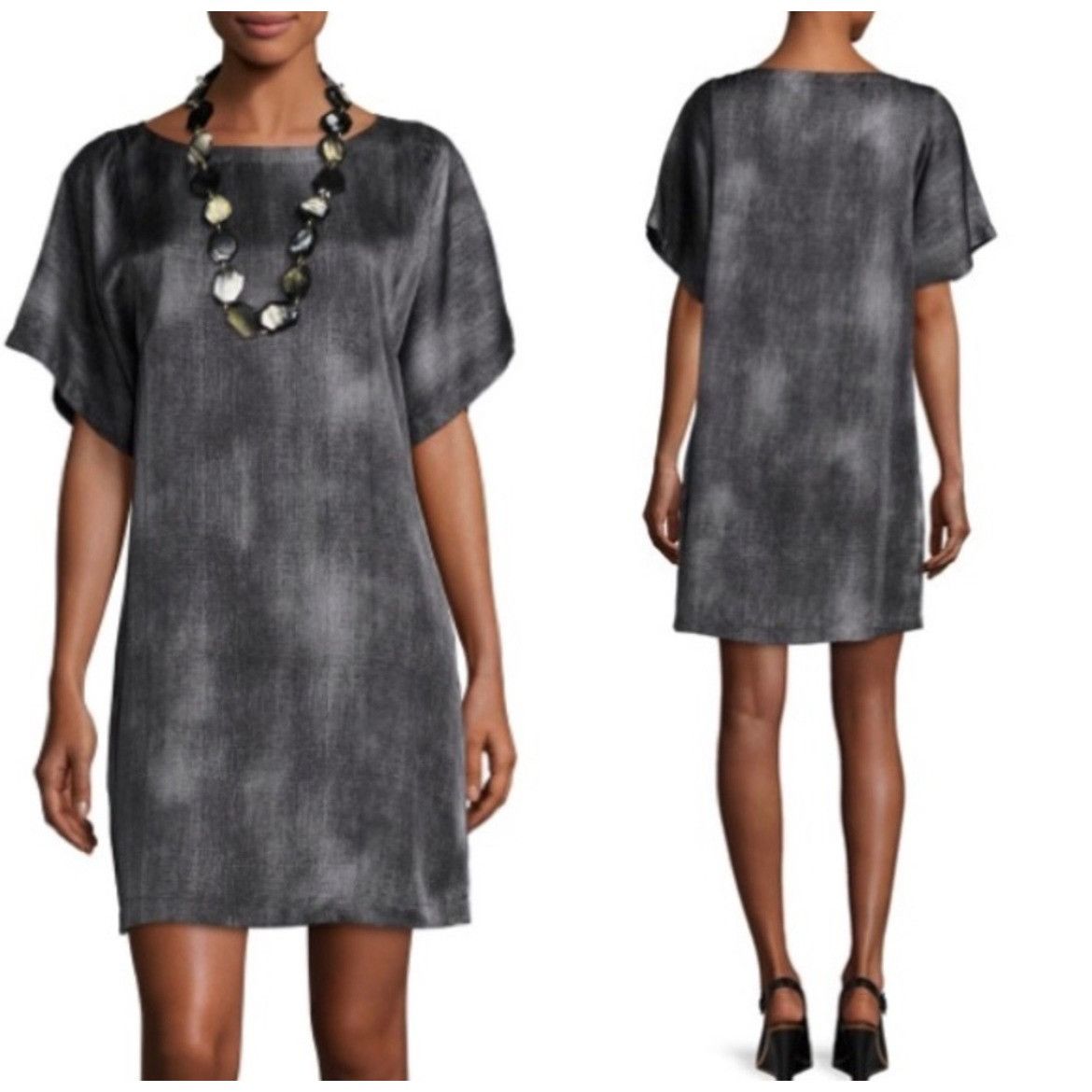 Eileen Fisher $348 Eileen Fisher S Kimono Sleeve Mini Print Shift Dress Si Size S / US 4 / IT 40 - 1 Thumbnail