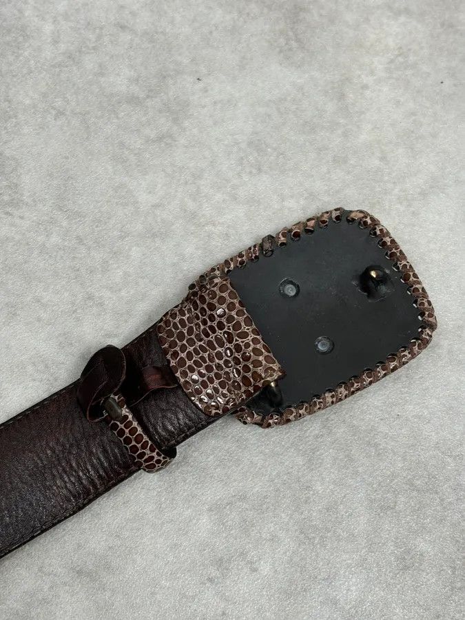 Vintage Cesare Paciotti Gold Dagger Buckle Brown Leather Belt Size ONE SIZE - 8 Thumbnail