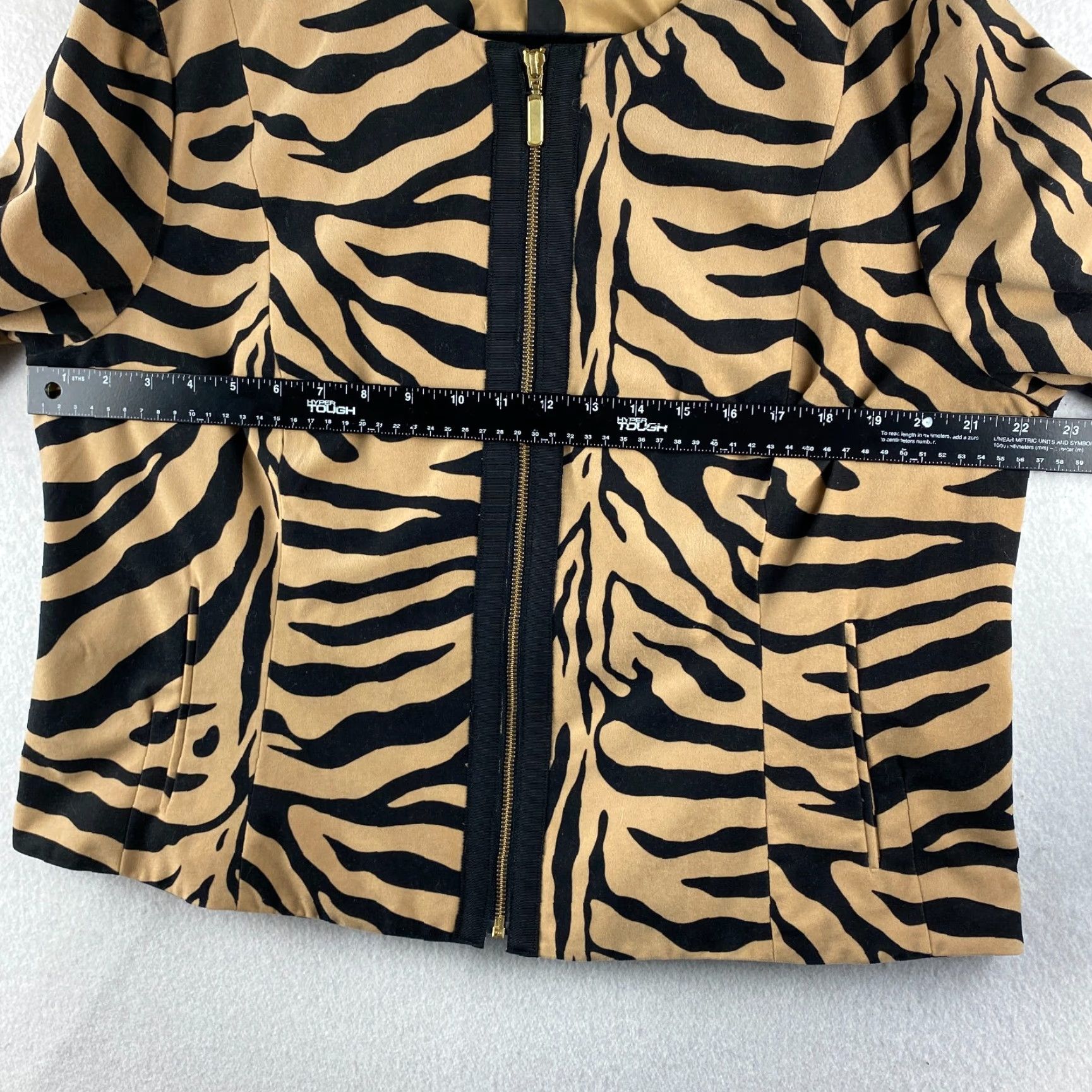 Vintage Chico's Jacket Womens 3 Black Orange Full Zip Tiger Polka Dot Pattern Pockets Size XS / US 0-2 / IT 36-38 - 7 Thumbnail
