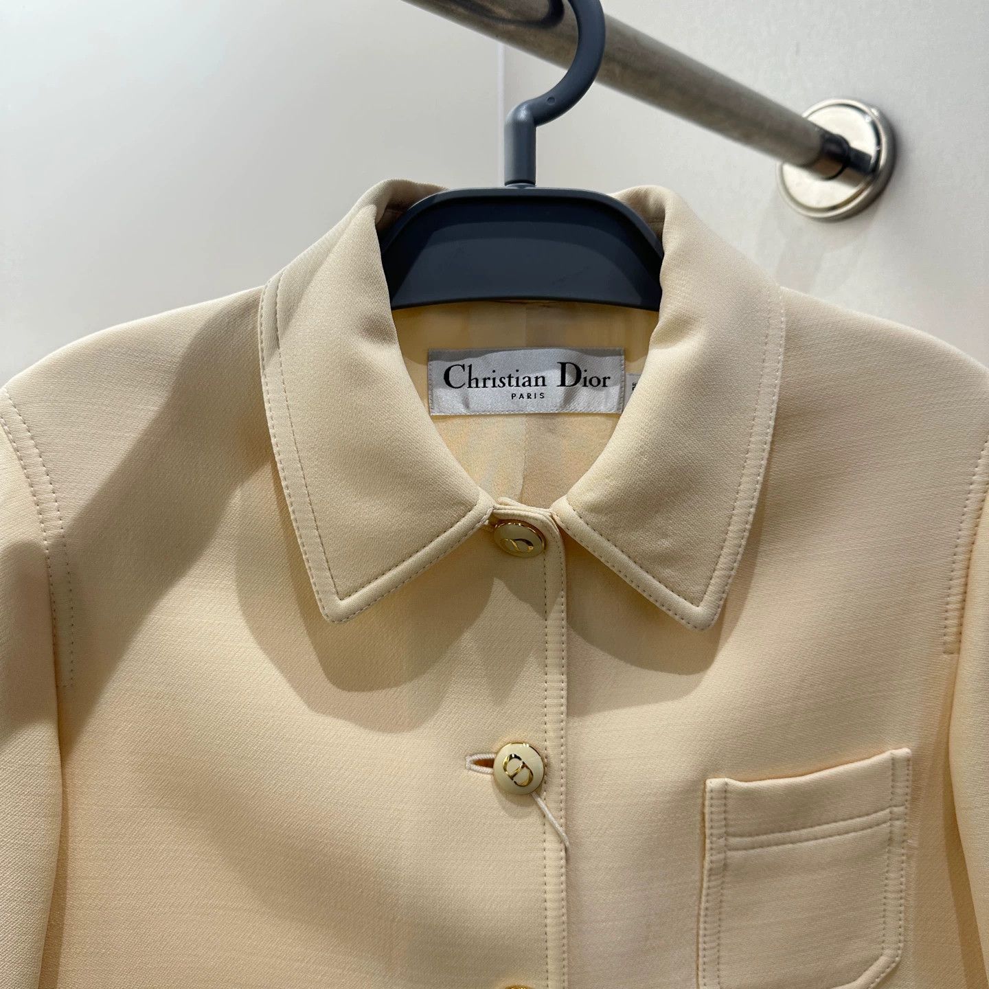 Christian Dior Monsieur Dior Silk Wool Jacket Mother of Pearl Buttons Ivory 34 Size XS / US 0-2 / IT 36-38 - 3 Thumbnail