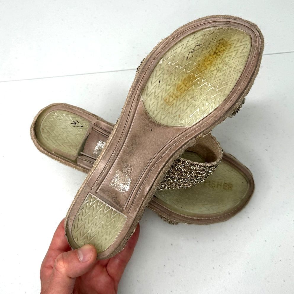 Eileen Fisher Eileen Fisher Fresh Platinum/Gold Metallic Jute Sandals Size US 9 / IT 39 - 9 Thumbnail