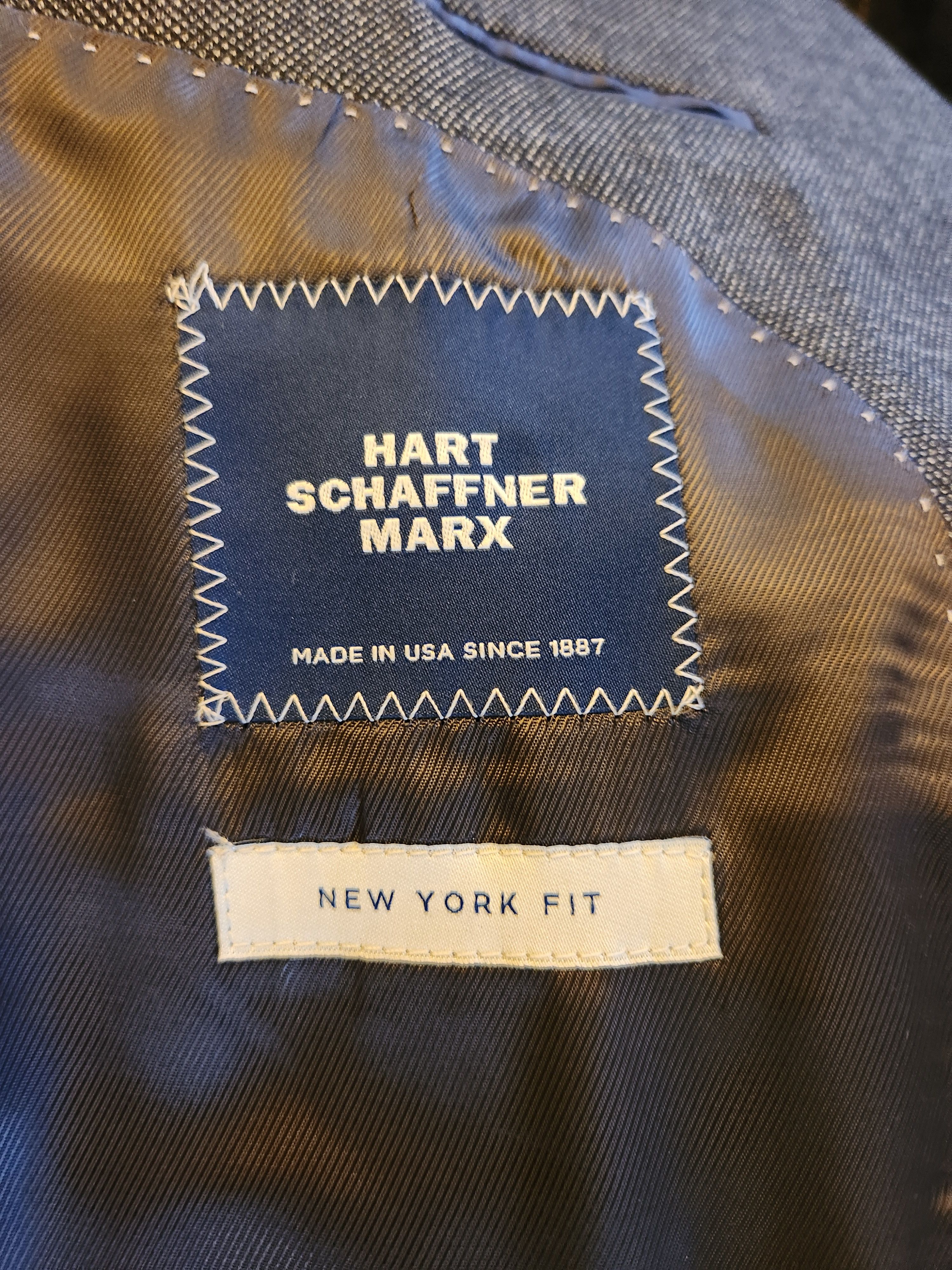 Hart Schaffner Marx New York Fit Men's 100% Wool Gray Suit Size 48R - 5 Thumbnail