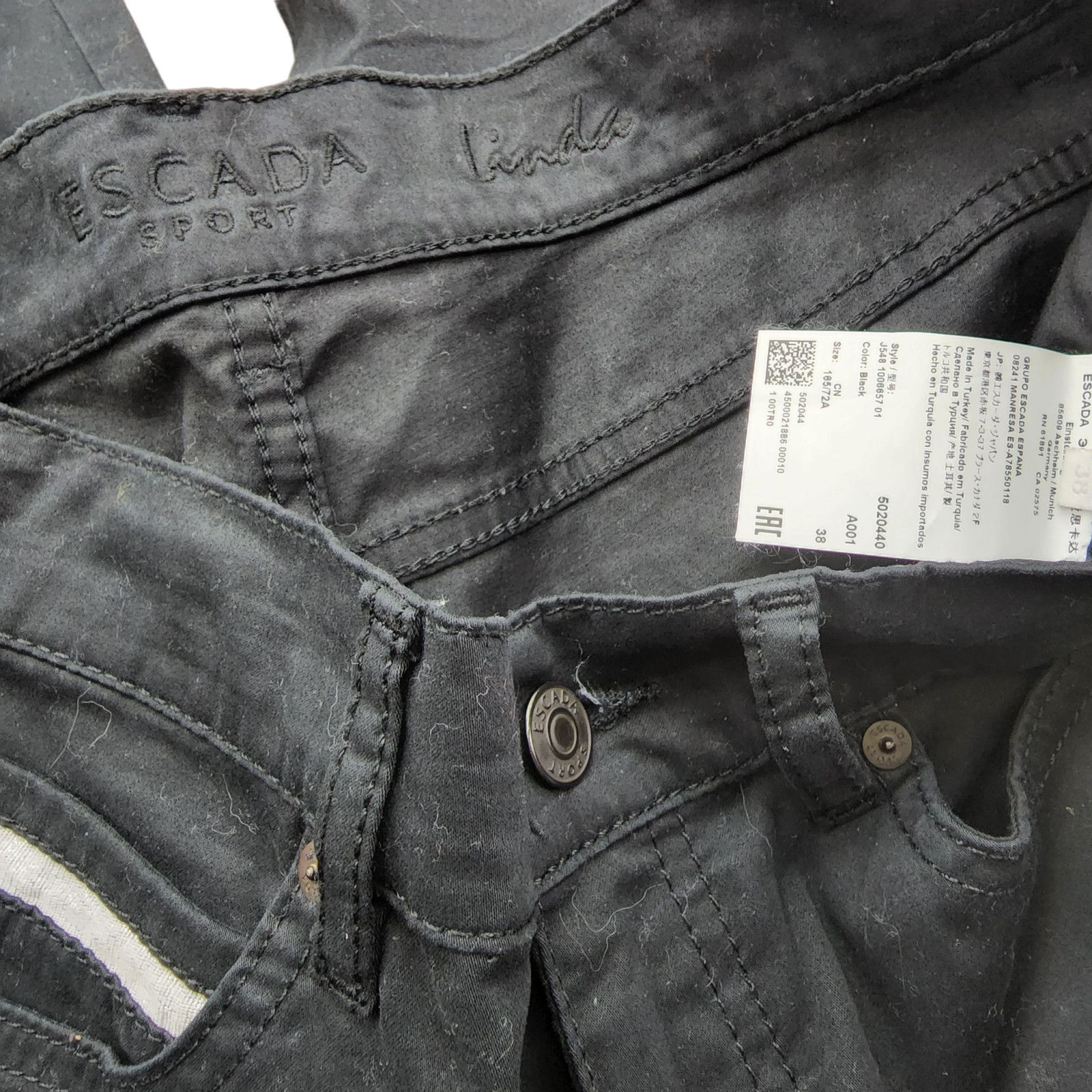 Escada Escada Sport Linda Jeans Black Straight Leg Metallic Size 32" / US 10 / IT 46 - 7 Thumbnail