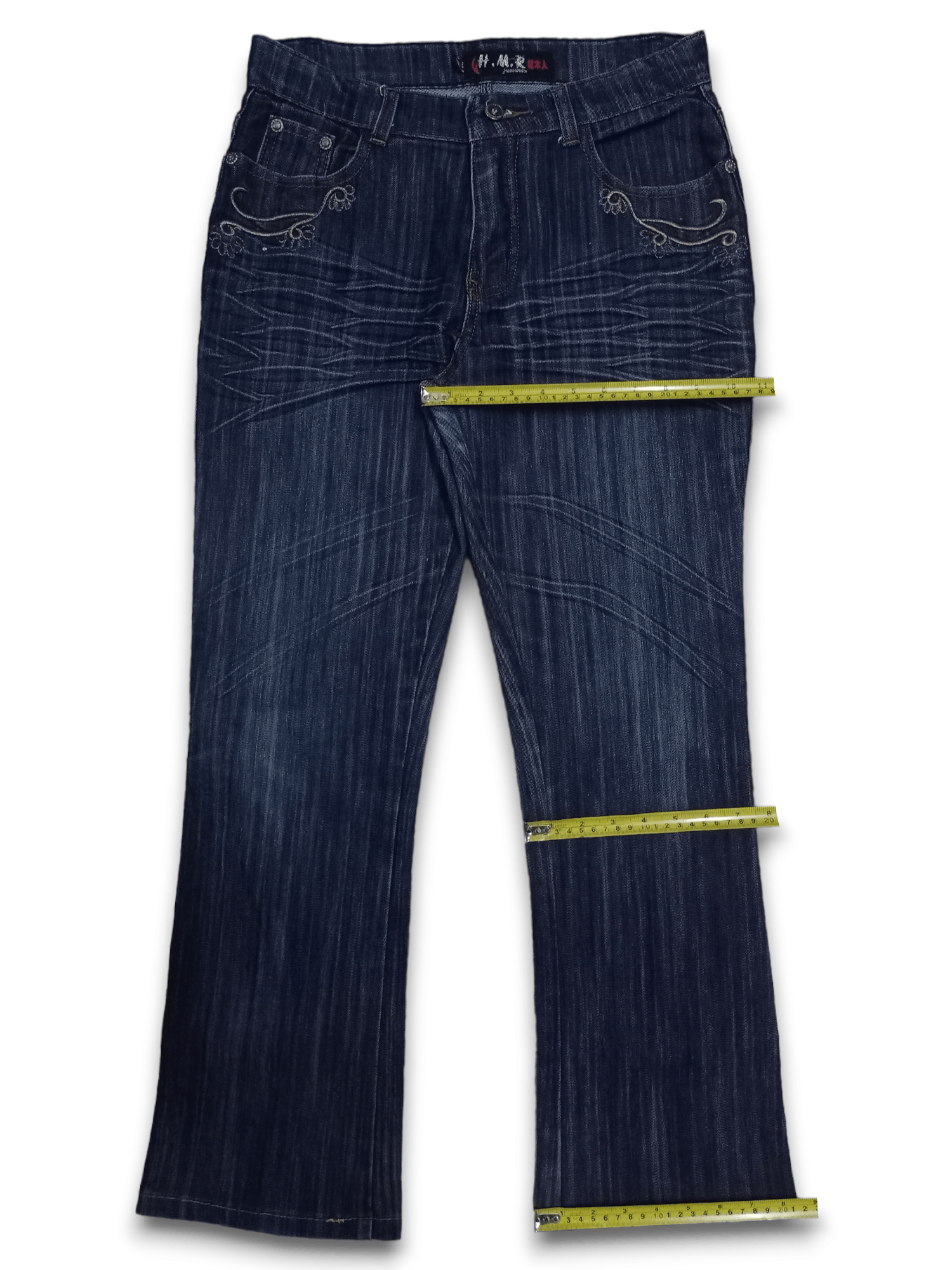 Japanese Brand Vintage Japanese Blue Wash Butterfly Embroidery Flare Jeans Size 31" - 10 Thumbnail