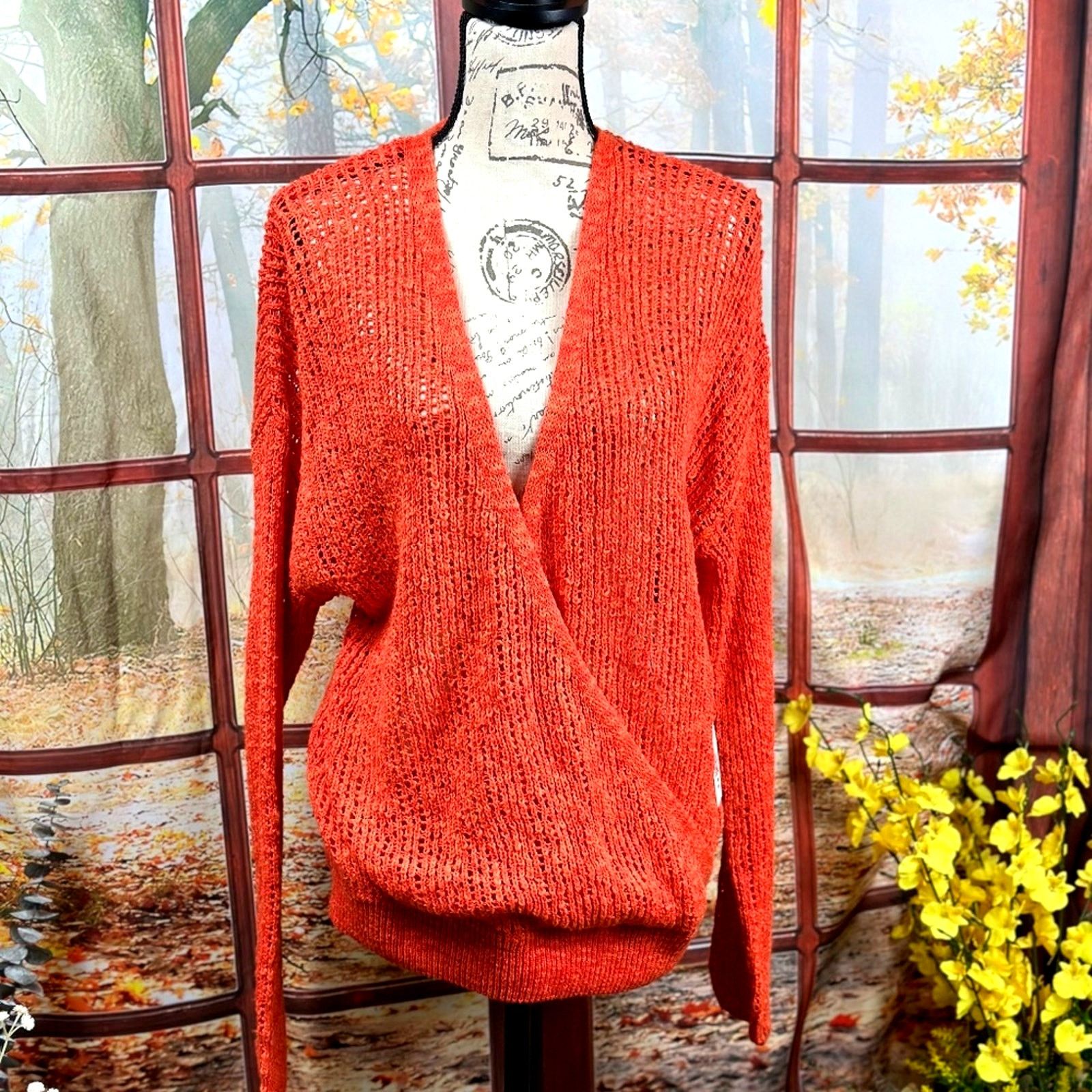 Billabong Billabong Sweet Bliss Loose Knit Wrap Sweater Red Orange L Size L / US 10 / IT 46 - 7 Thumbnail