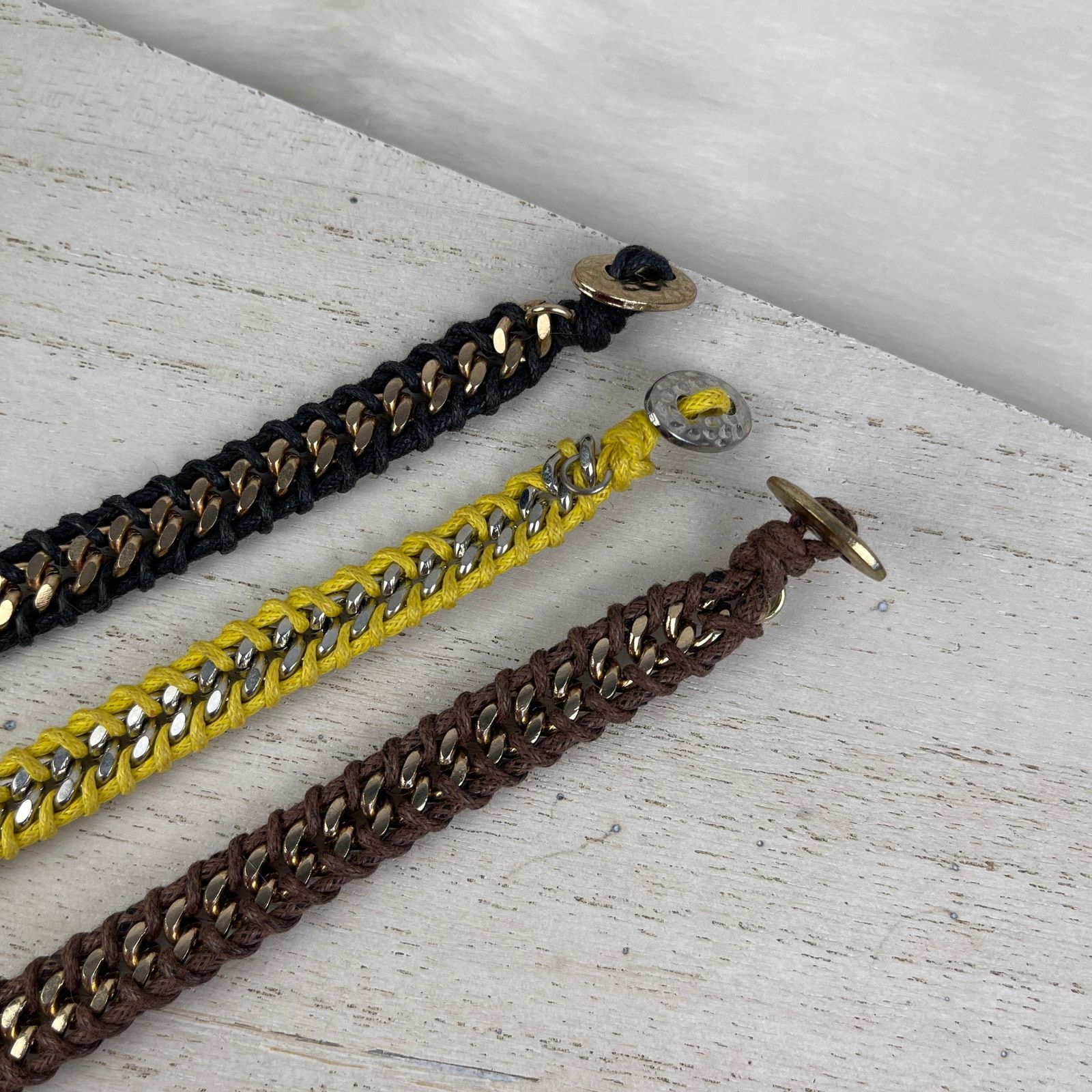Other Chain Link Braided Bracelets Gold Silver Black Brown Yellow Size ONE SIZE - 11 Thumbnail