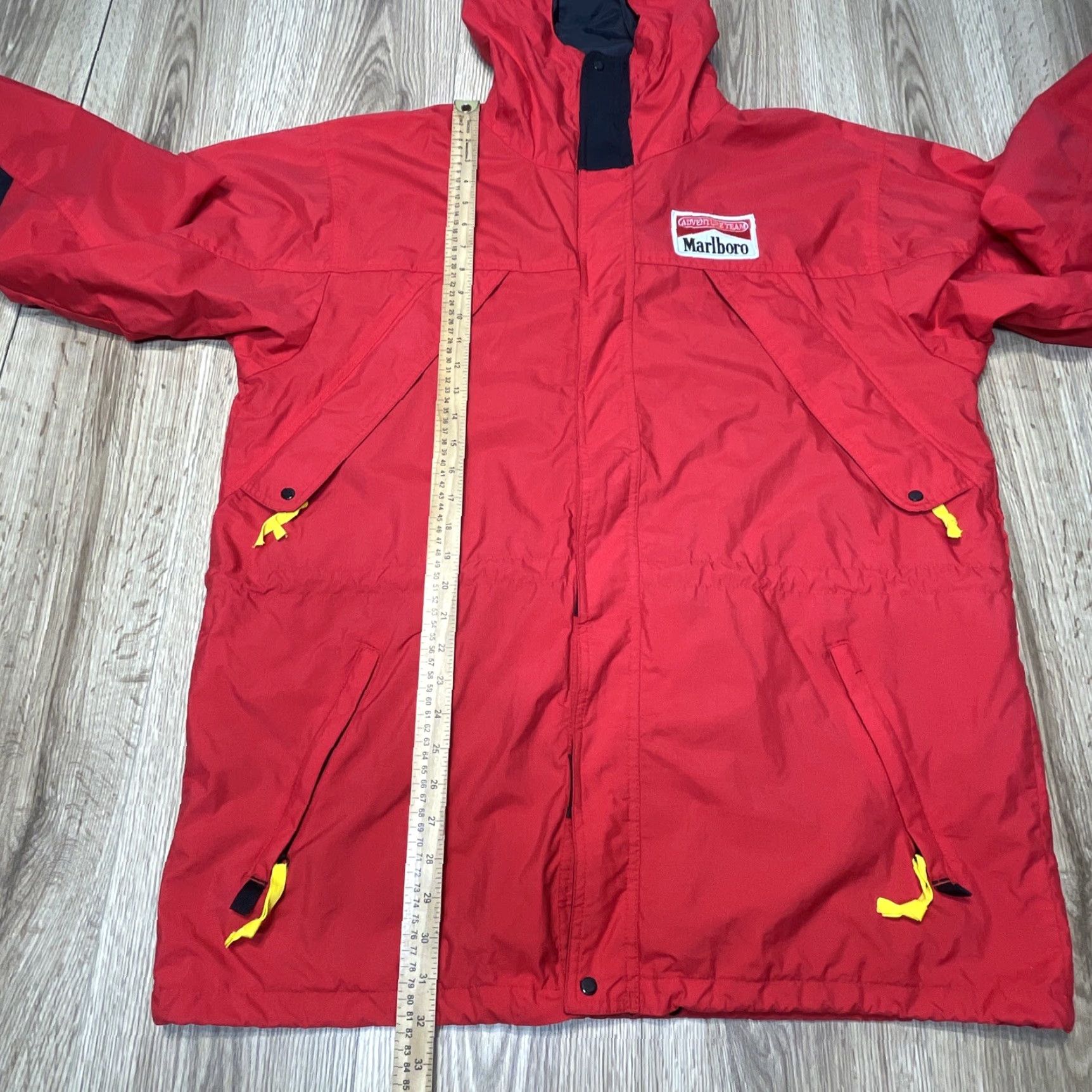 VINTAGE Marlboro Red Full Zip Hooded Rain Jacket Size L Mens
