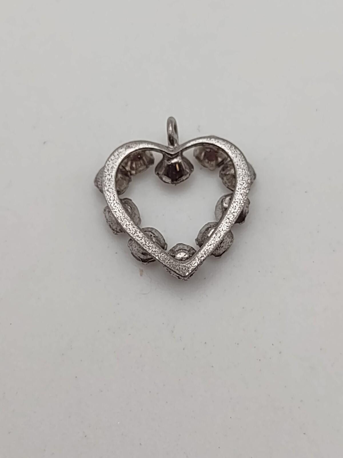 The Unbranded Brand Sterling Silver Heart CZ Pendant Small Open Heart Size ONE SIZE - 4 Thumbnail