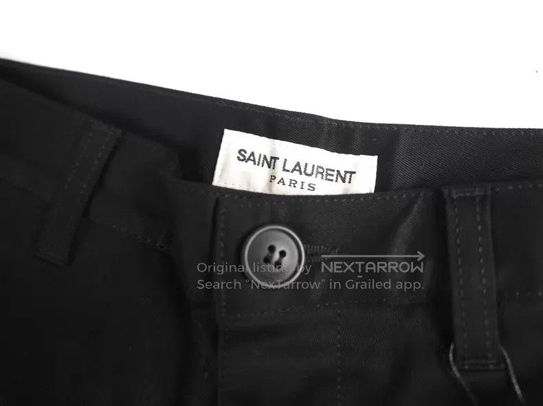 Saint Laurent Paris Saint Laurent Paris Black Slim Fit Cotton Pants Size US 33 - 3 Thumbnail