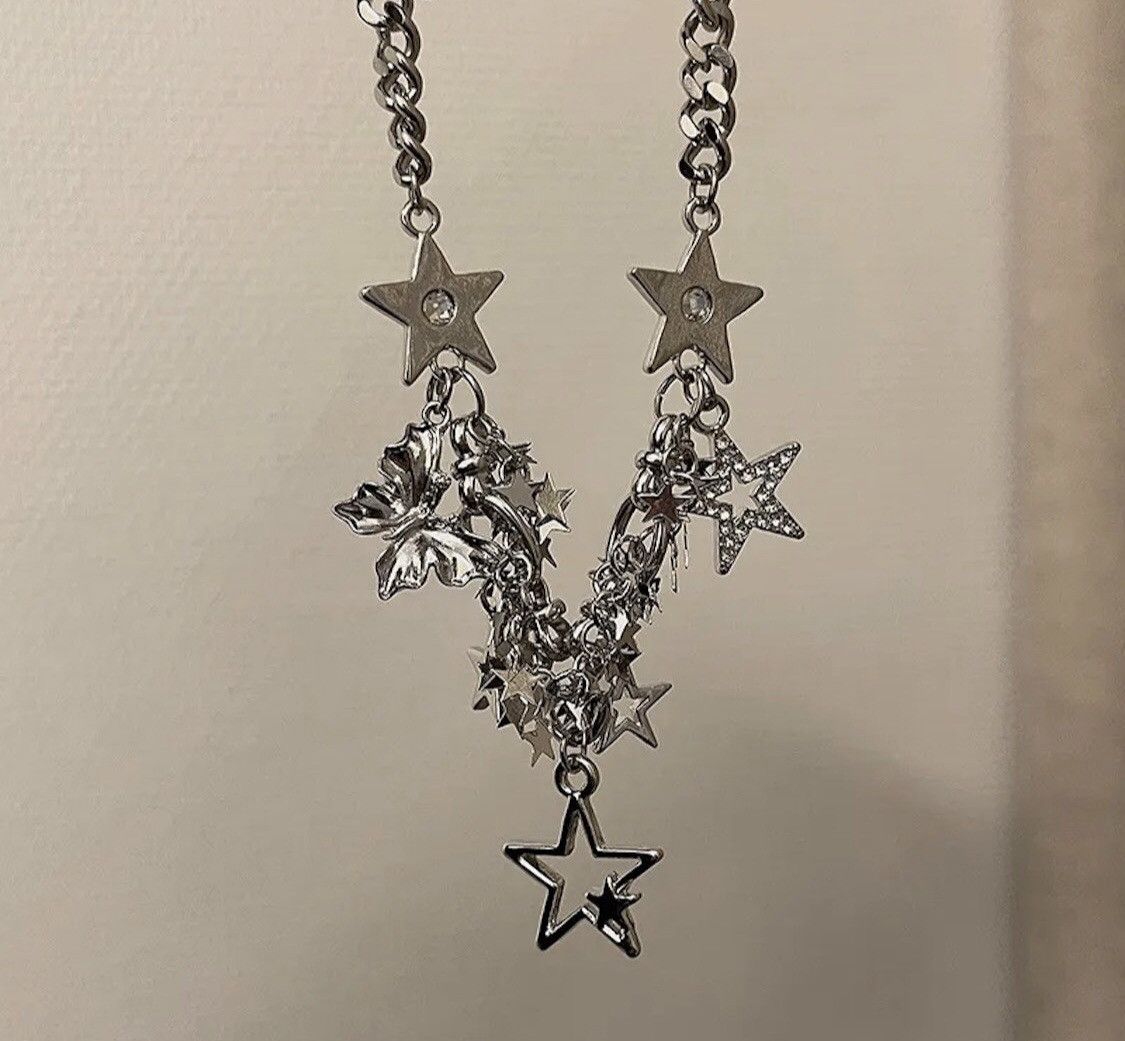 Japanese Brand Butterfly Star Rhinestone Choker Necklace Size ONE SIZE - 3 Thumbnail
