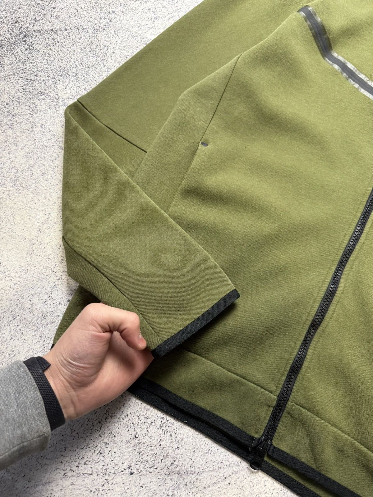 Nike Mens Nike Tach Fleece Green Zip Up Hoodie Drill Size US M / EU 48-50 / 2 - 14 Thumbnail