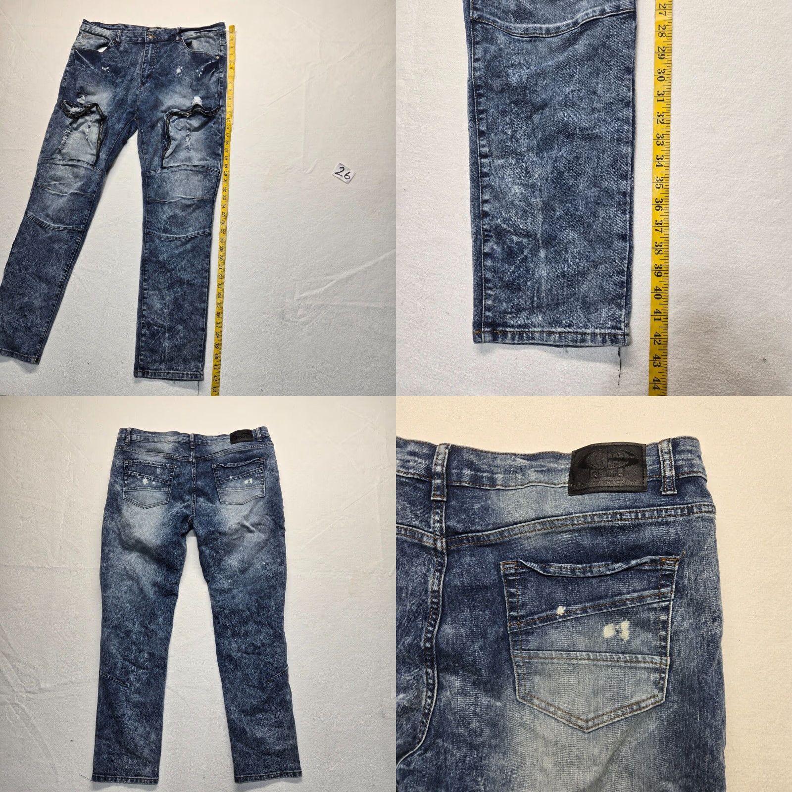 Vintage Mens GS-115 Distressed Blue Denim Jeans Straight 38x30 Size US 38 / EU 54 - 8 Thumbnail