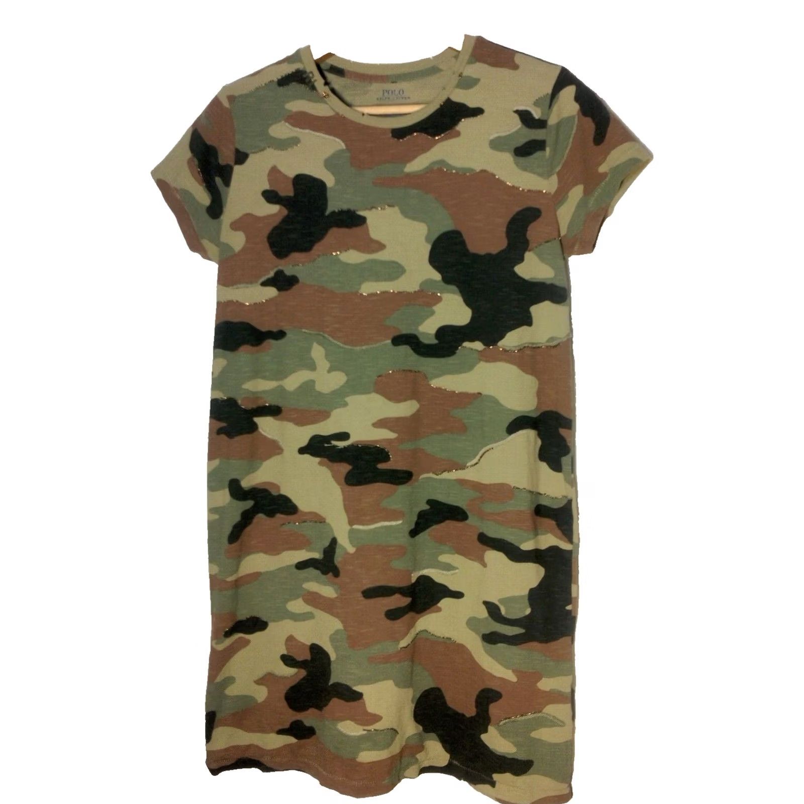 Polo Ralph Lauren Polo Ralph Lauren Shirt Dress Knit Camouflage Beaded Woodland Camo Distressed Casual Multicolor Womens S Size S / US 4 / IT 40 - 2 Thumbnail