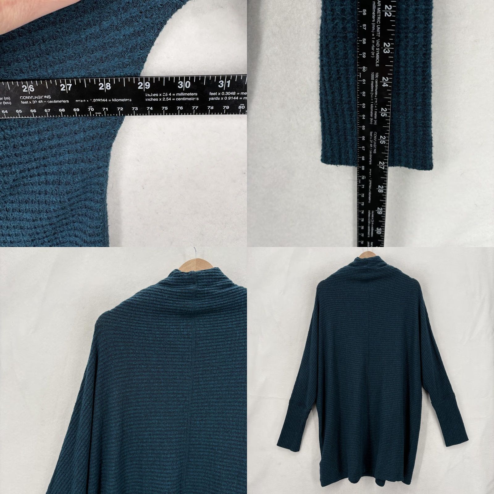 Vintage We The Free Sweater Tunic Womens Large Blue Waffle-Knit Cowl Neck Oversized Boho Size L / US 10 / IT 46 - 8 Thumbnail