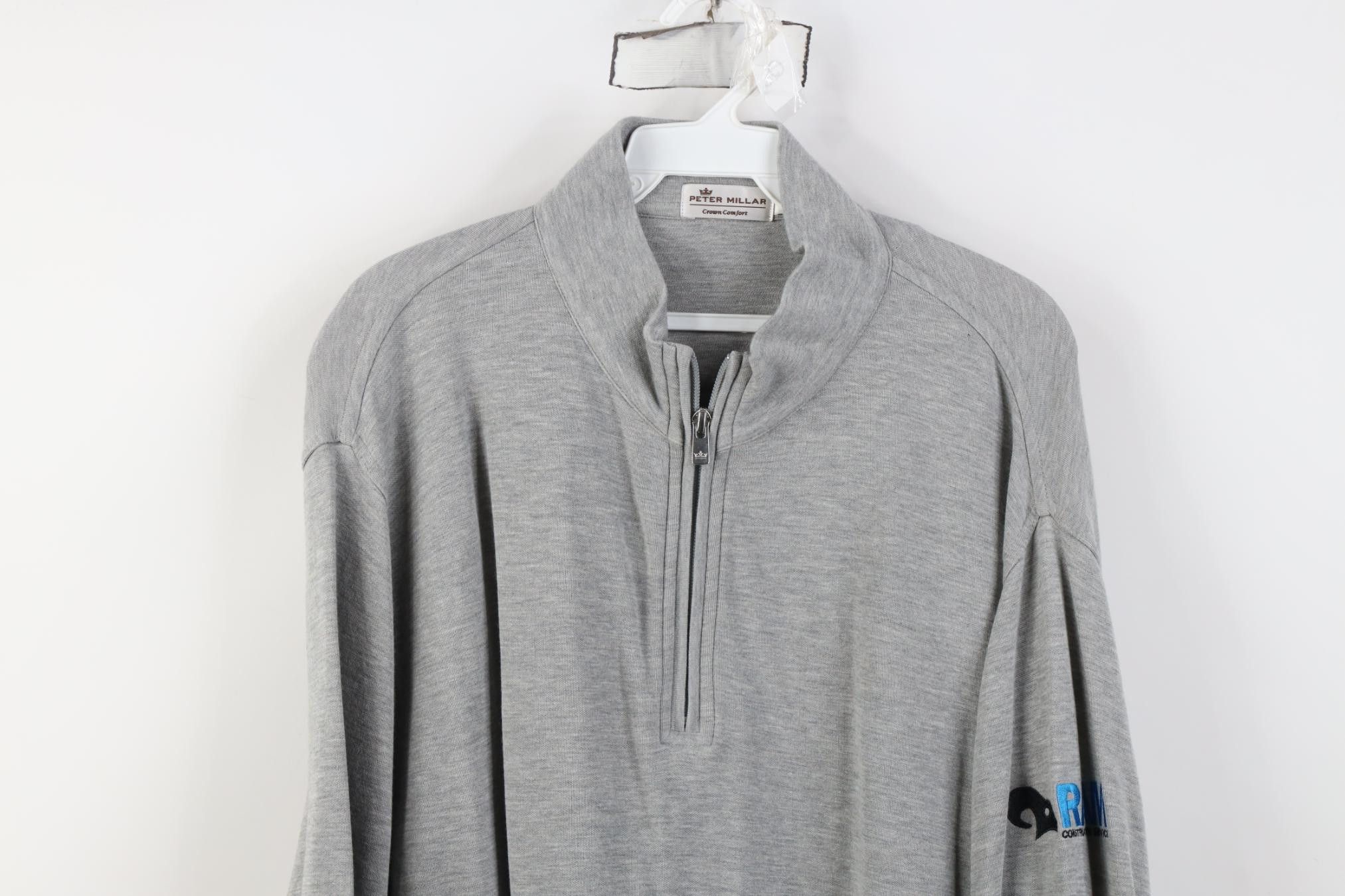 Peter Millar Peter Millar Crown Comfort 1/4 Zip Pullover Sweater Gray Size US XXL / EU 58 / 5 - 2 Thumbnail