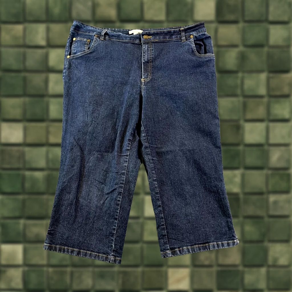 Vintage Woman Within Capri Jeans Women's 18W Blue Denim Cotton Straight Leg Streetwear Jeans Size 40" / US 18 - 1 Thumbnail