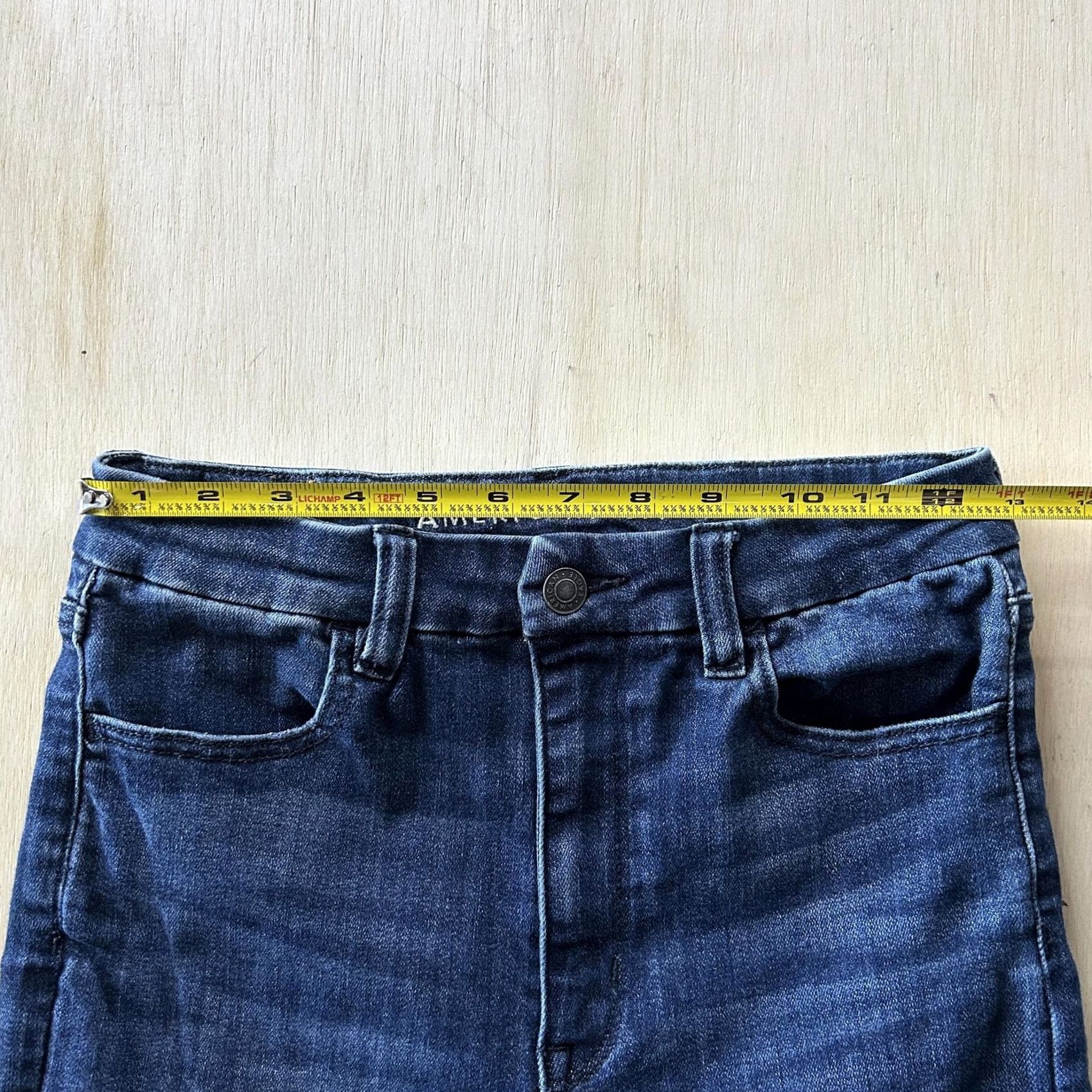 American Eagle Outfitters VINTAGE American Eagle Jeans Womens 8 Long High Rise Medium Wash Blue Skinny Next Level Stretch Size 30" / US 8 / IT 44 - 5 Thumbnail
