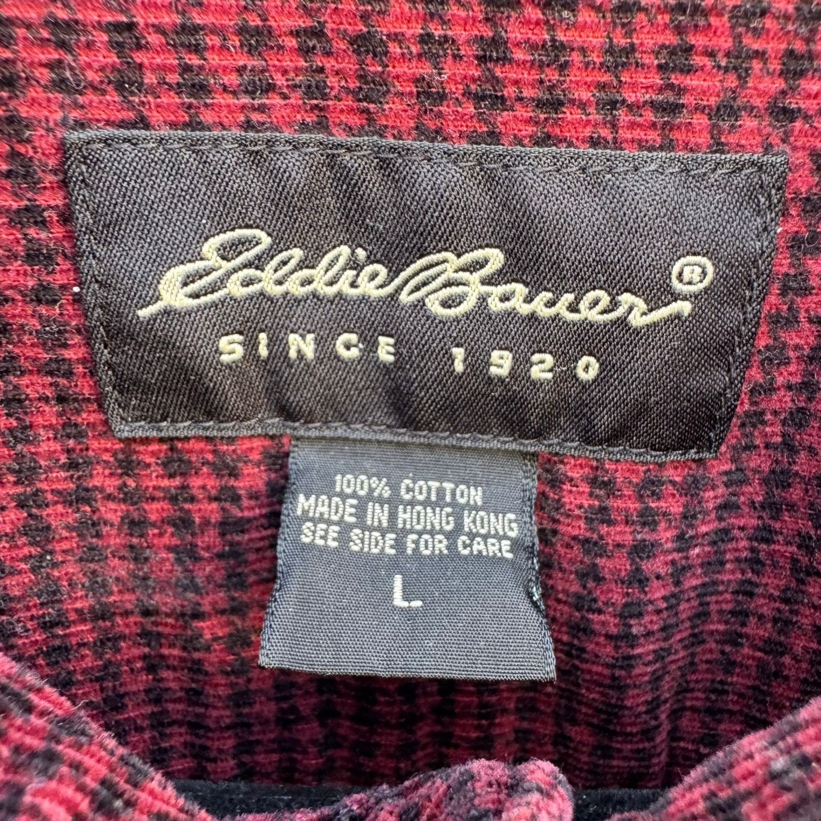 Eddie Bauer Eddie Bauer Mens Burgundy Houndstooth Corduroy Button Up Shi Size US L / EU 52-54 / 3 - 2 Thumbnail