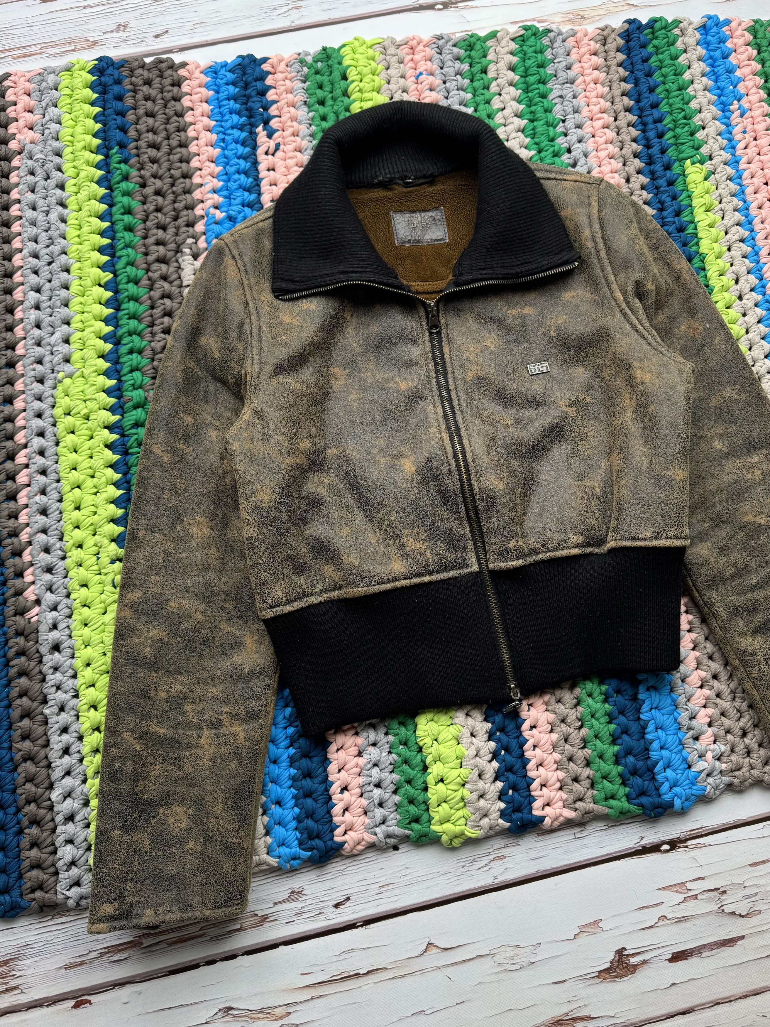 Japanese Brand Vintage Faded Cropped Faux Sheepskin Jacket (D15) Size S / US 4 / IT 40 - 2 Thumbnail