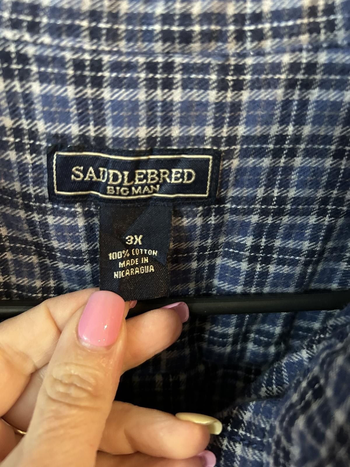 Saddlebred Saddlebred Big Man 3X Blue Plaid Casual Shirt Size US XXL / EU 58 / 5 - 2 Thumbnail