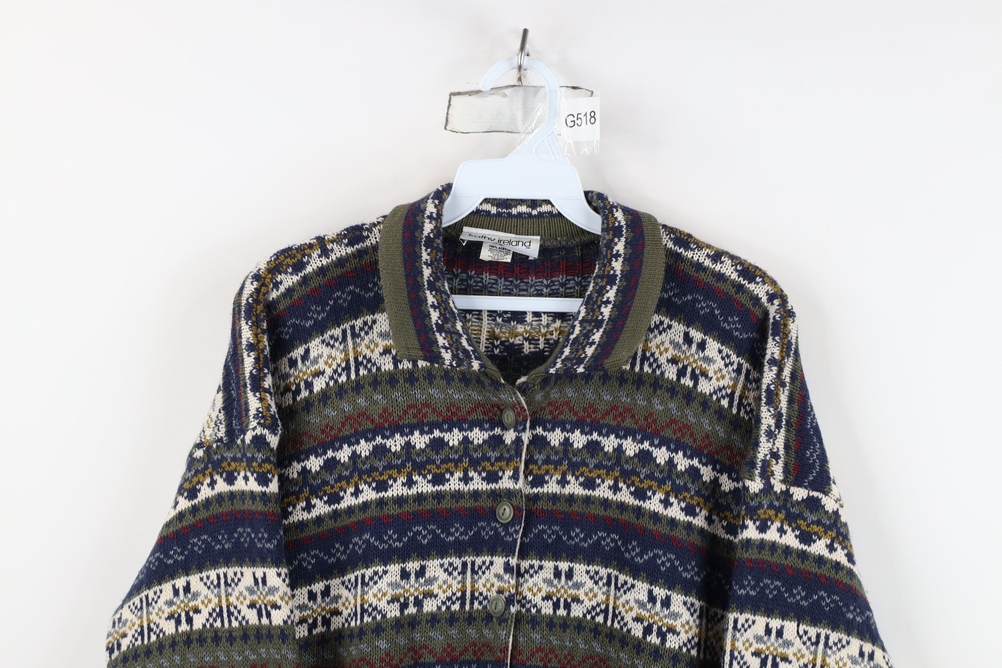 Vintage Vintage 90s Streetwear Fair Isle Knit Cardigan Sweater USA Size L / US 10 / IT 46 - 2 Thumbnail