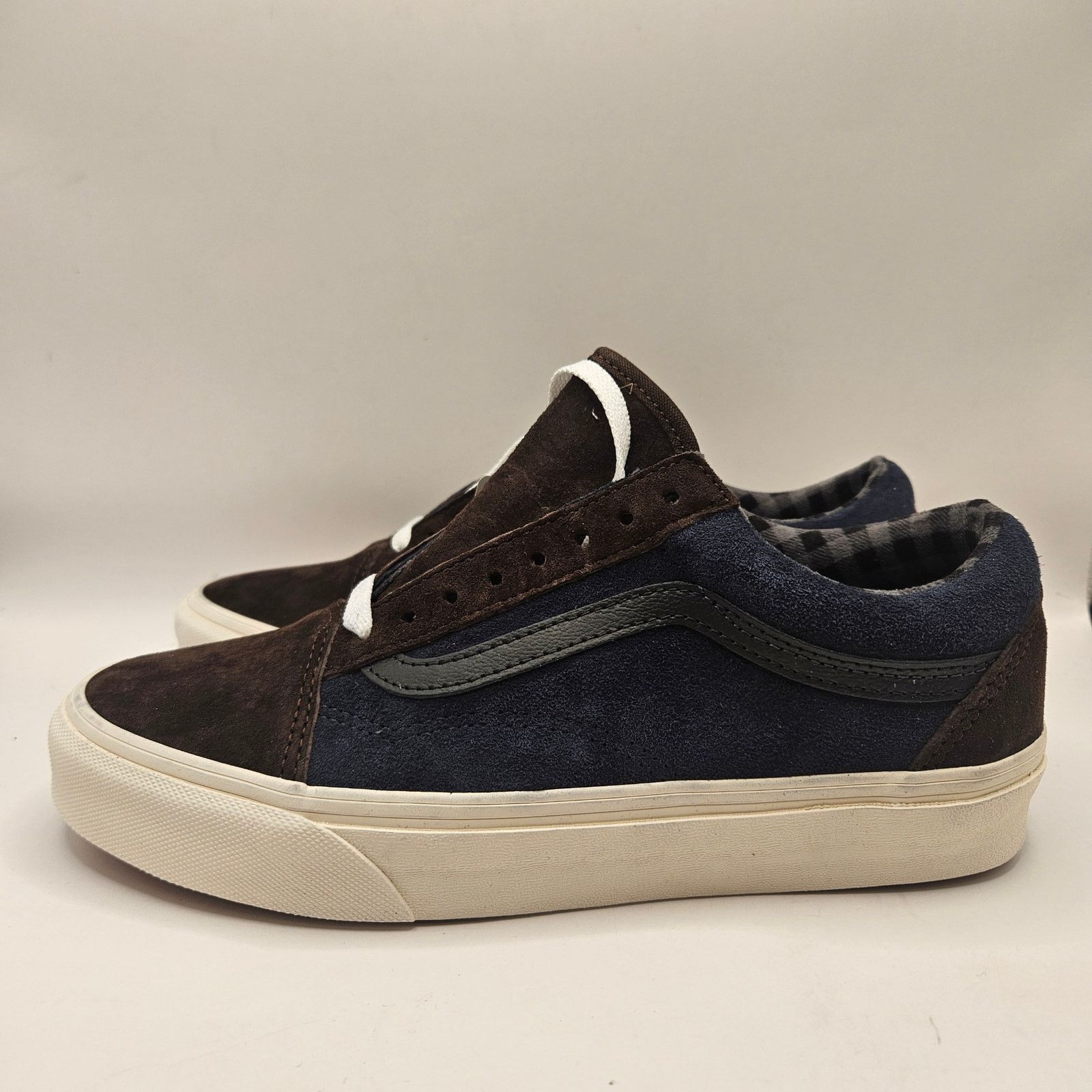 Vans VAN'S M6.5/W8 OLD SKOOL PIG SUEDE NAVY BROWN SNEAKER NWOB Size US 6.5 / EU 39-40 - 3 Thumbnail