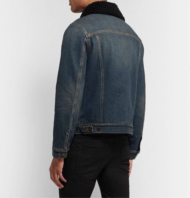 Saint Laurent Paris Shearling Denim Trucker Jacket Size US S / EU 44-46 / 1 - 3 Thumbnail