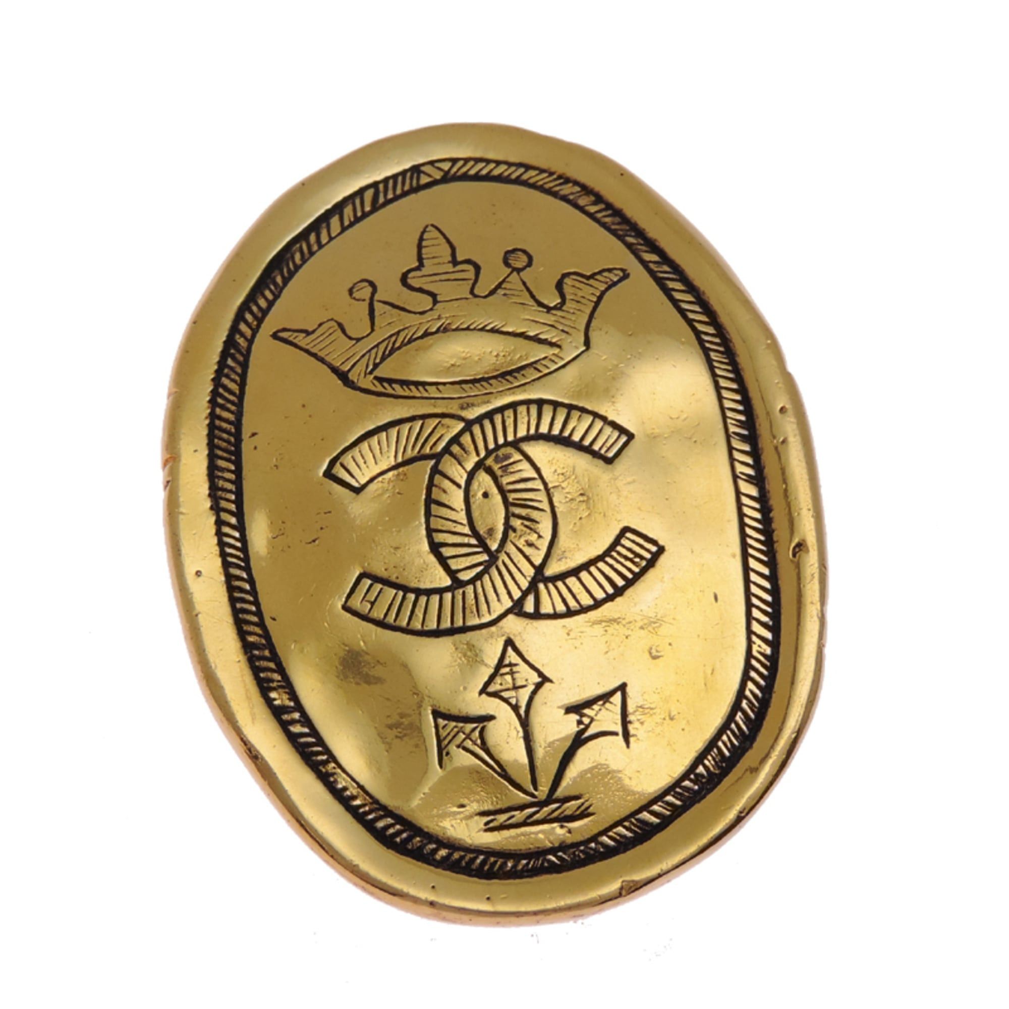 Chanel Chanel Vintage Oval Brooch for Men and Women, GP Size ONE SIZE - 1 Thumbnail