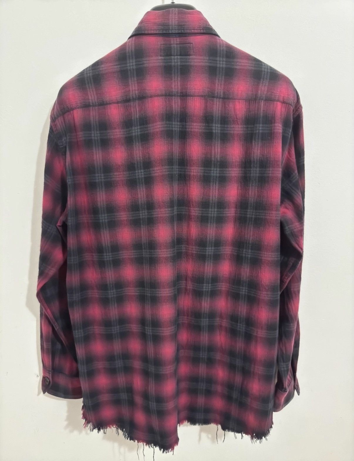 Saint Laurent Paris SLP) 16SS Black/Red Double-Pocket Frayed Hem Plaid Shirt Size US L / EU 52-54 / 3 - 2 Thumbnail