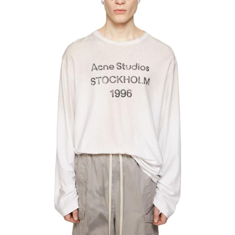 Acne Studios 1996 Logo Long Sleeve T-Shirt Size L in White, Men's