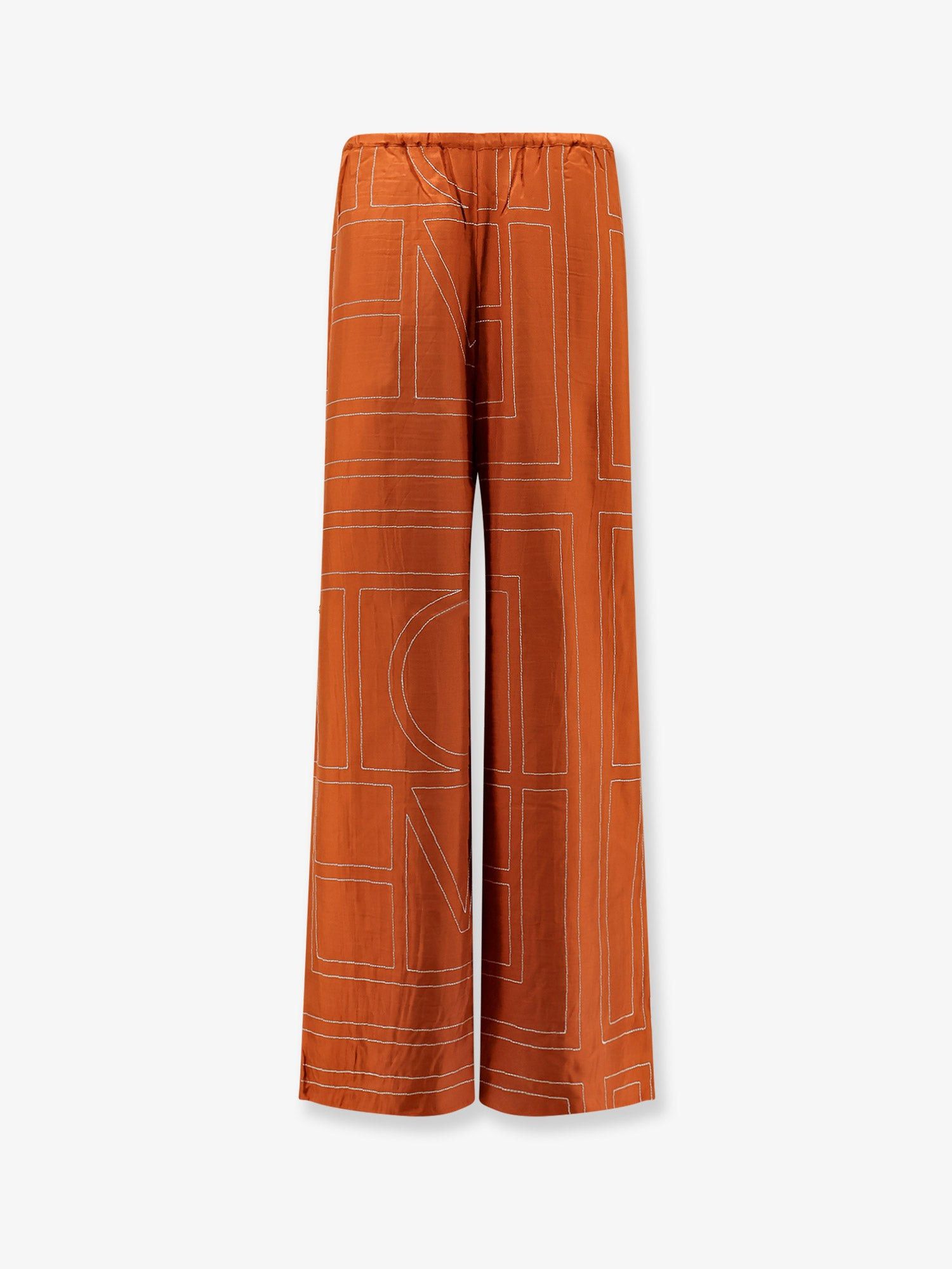 Toteme Silk Trousers With Monogram Logo Embroidery Size 25" / US 0 / IT 36 - 1 Thumbnail