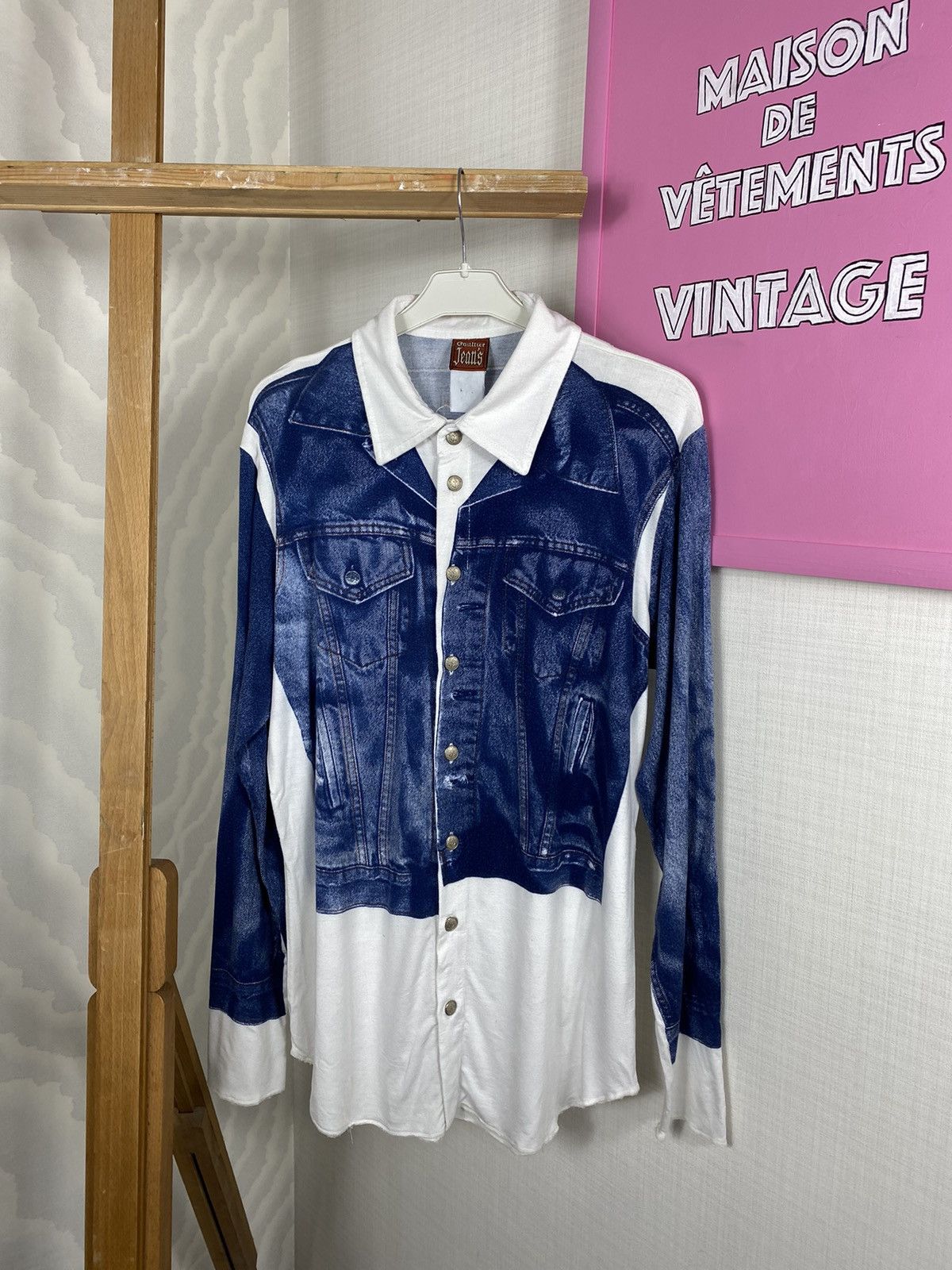 Jean Paul Gaultier × Vintage Jean Paul Gaultier Jeans Trompe Shirt SS97 Size L / US 10 / IT 46 - 3 Thumbnail