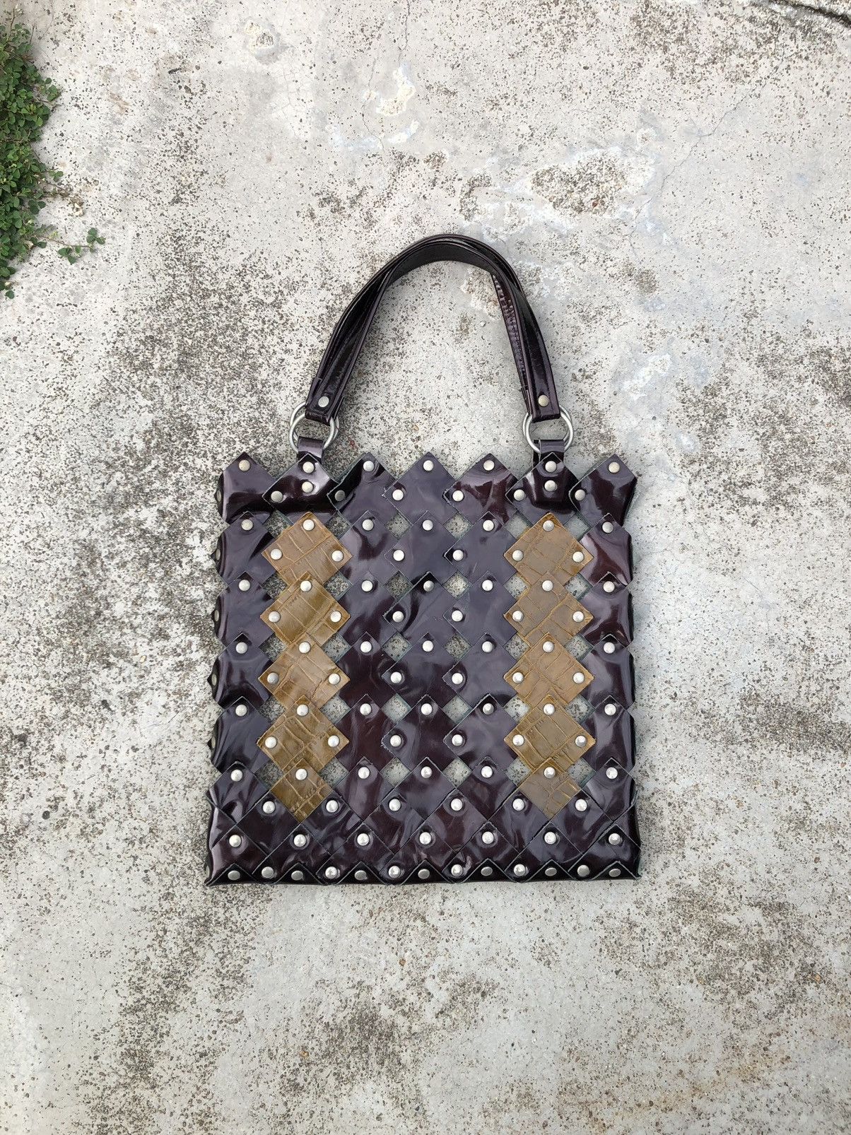 Leather NETTING RIVETED TOTE BAG Size ONE SIZE - 1 Thumbnail