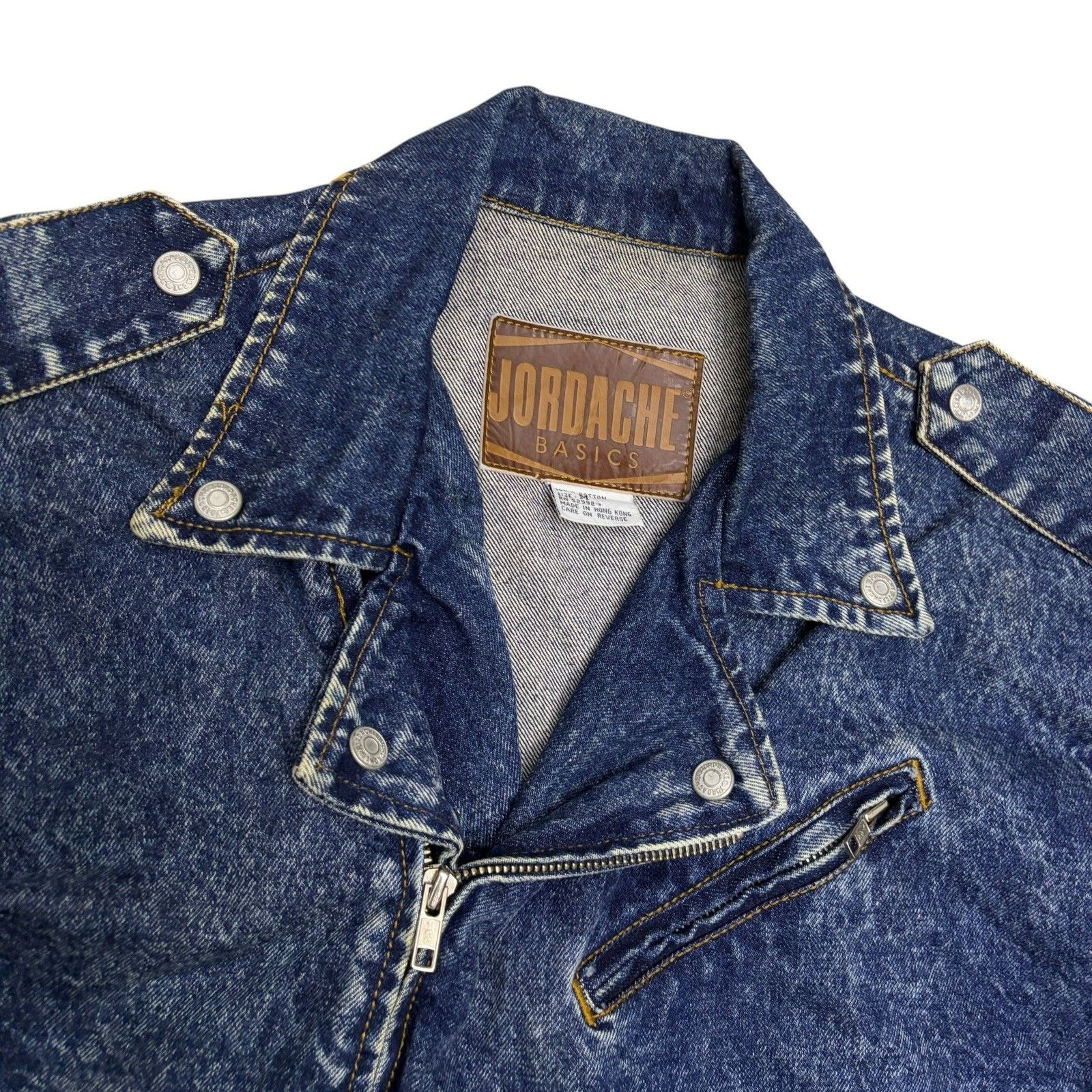 Jordache VINTAGE 90s JORDACHE Jean Jacket Retro Cropped Coat Medium Size M / US 6-8 / IT 42-44 - 2 Thumbnail