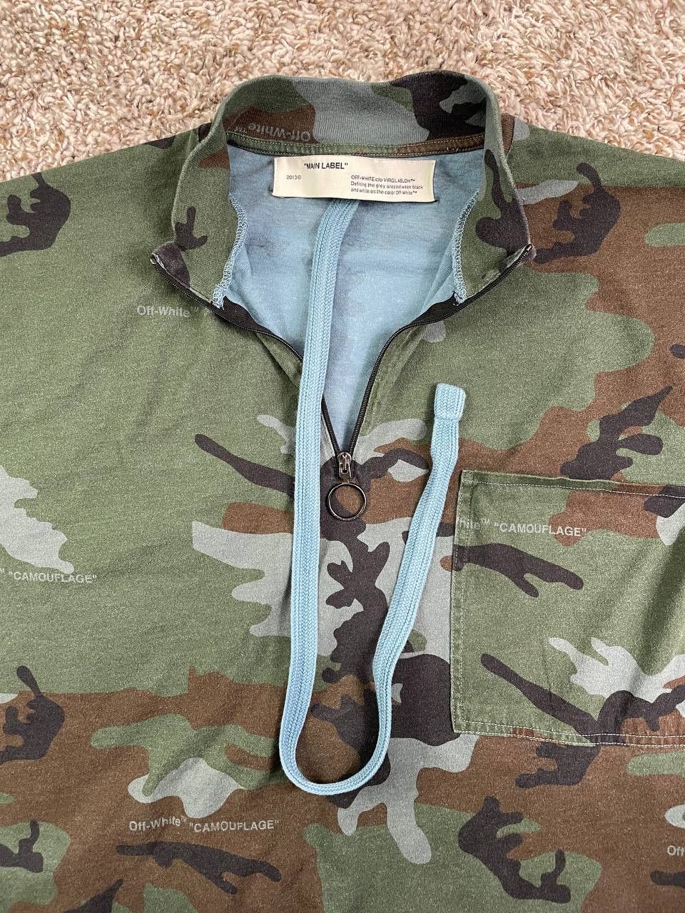 Off-White Off-White Long Sleeve Zip Mock Neck Tee Blue Camo Size US M / EU 48-50 / 2 - 8 Thumbnail
