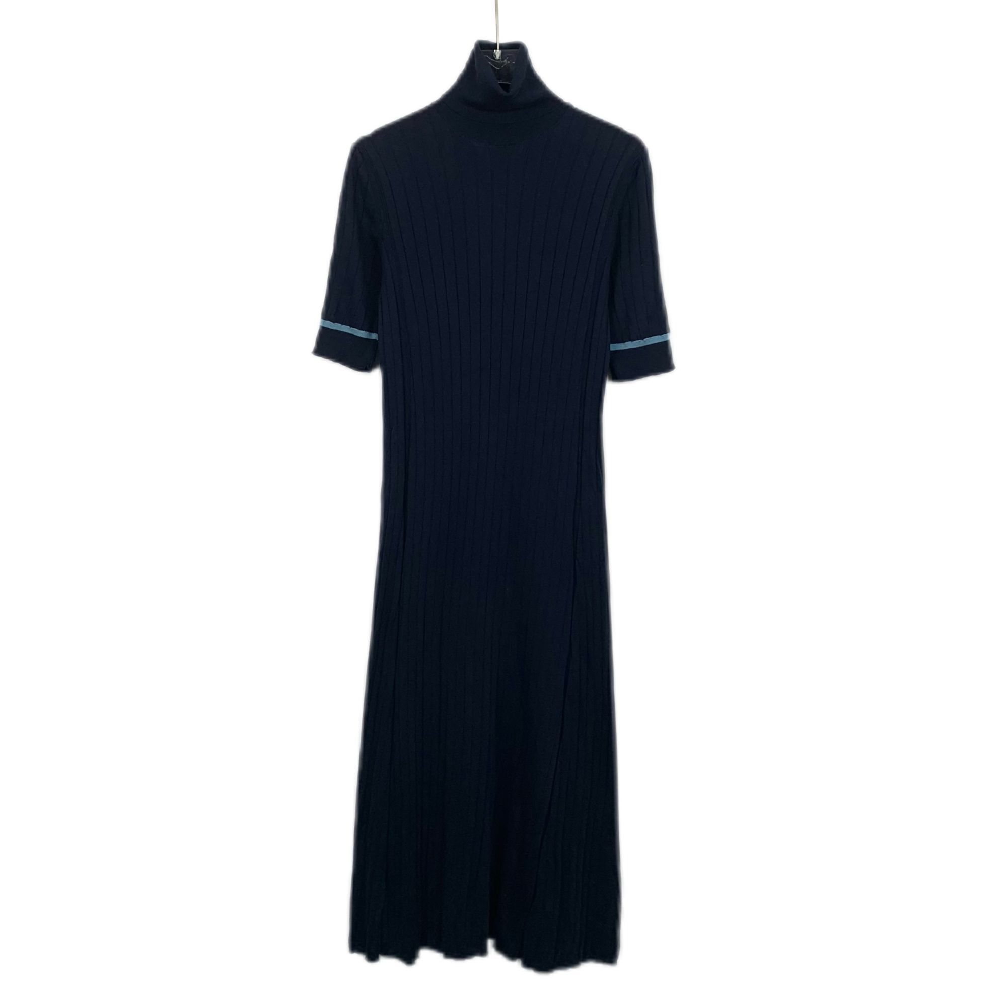 Loro Piana Loro Piana Navy Ribbed Knit Midi Dress With Short Sleeves Size S / US 4 / IT 40 - 1 Thumbnail