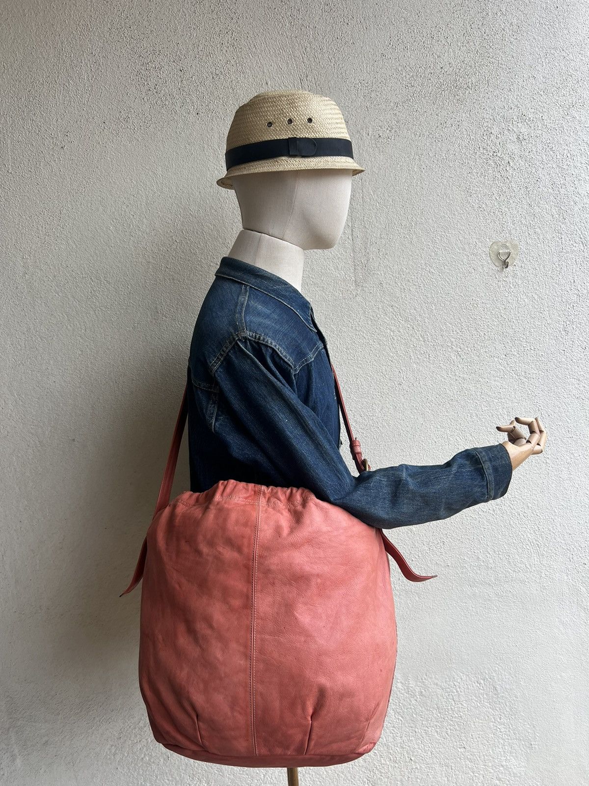 Leather Vintage Petit Ami Japan Faded Patina Leather Huge Bag Size ONE SIZE - 3 Thumbnail