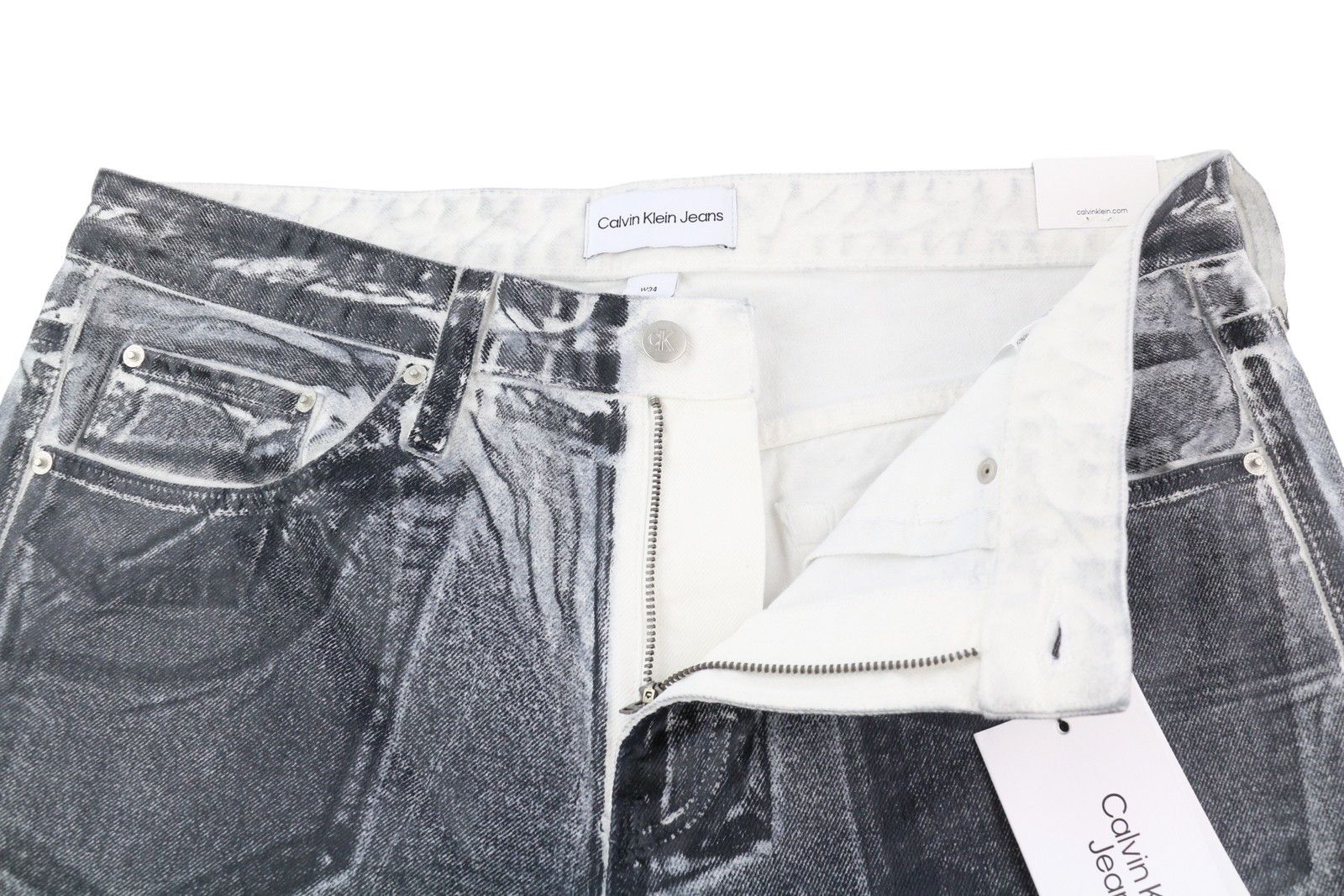 Calvin Klein 90'S STRAIGHT W34 Grey Washed Zip Coated Jeans 85109 Size US 34 / EU 50 - 5 Thumbnail