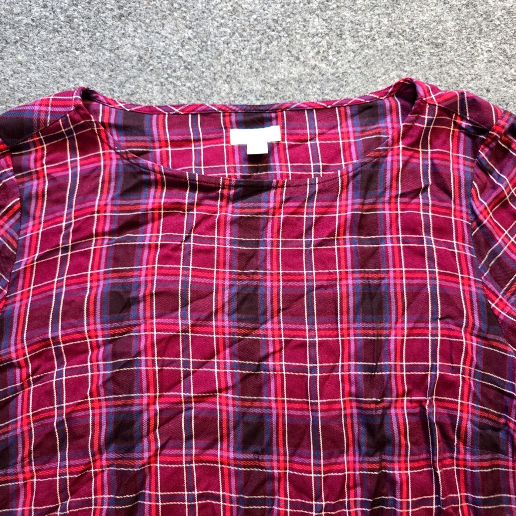 J. Jill J. Jill Top Womens Size M Red Purple Plaid 3/4 Sleeve Pocket Casual Shirt Blouse Women's Vintage No Size M / US 6-8 / IT 42-44 - 2 Thumbnail