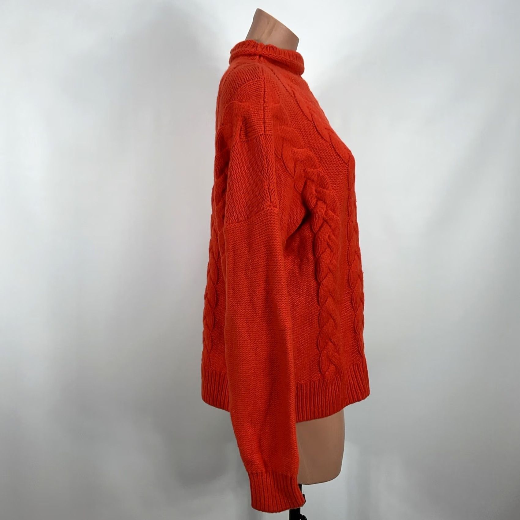 Madewell Madewell Womens Sweater Cable-Knit Chunky Orange Pullover Mock Neck Size L Women Pullover Knit Orange Mock Neck Pullover Size L / US 10 / IT 46 - 5 Thumbnail