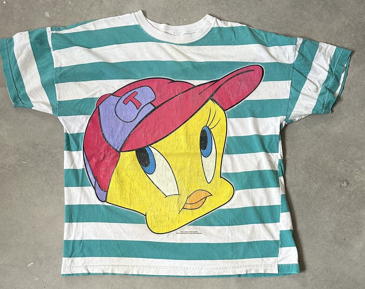 Vintage VINTAGE 1995 LONELY TUNES TWEETY BIRD STRIPED TEE Size US L / EU 52-54 / 3 - 1 Thumbnail