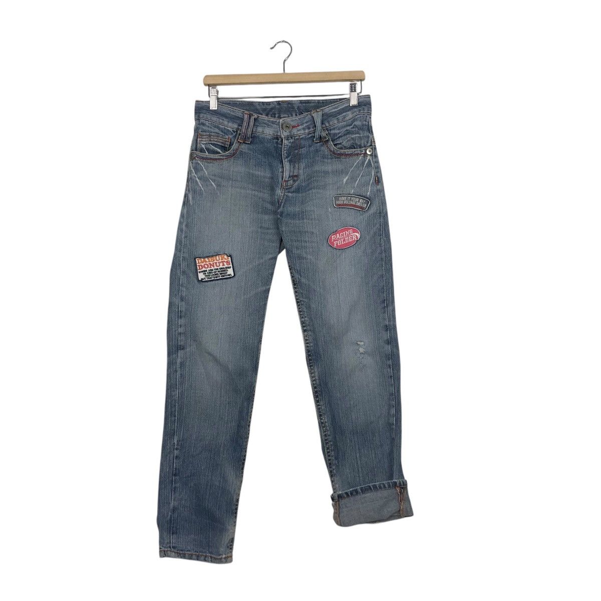 Hysteric Glamour 📌Vintage Distressed Denim Jeans Patchwork Design Full Print Size US 30 / EU 46 - 14 Thumbnail