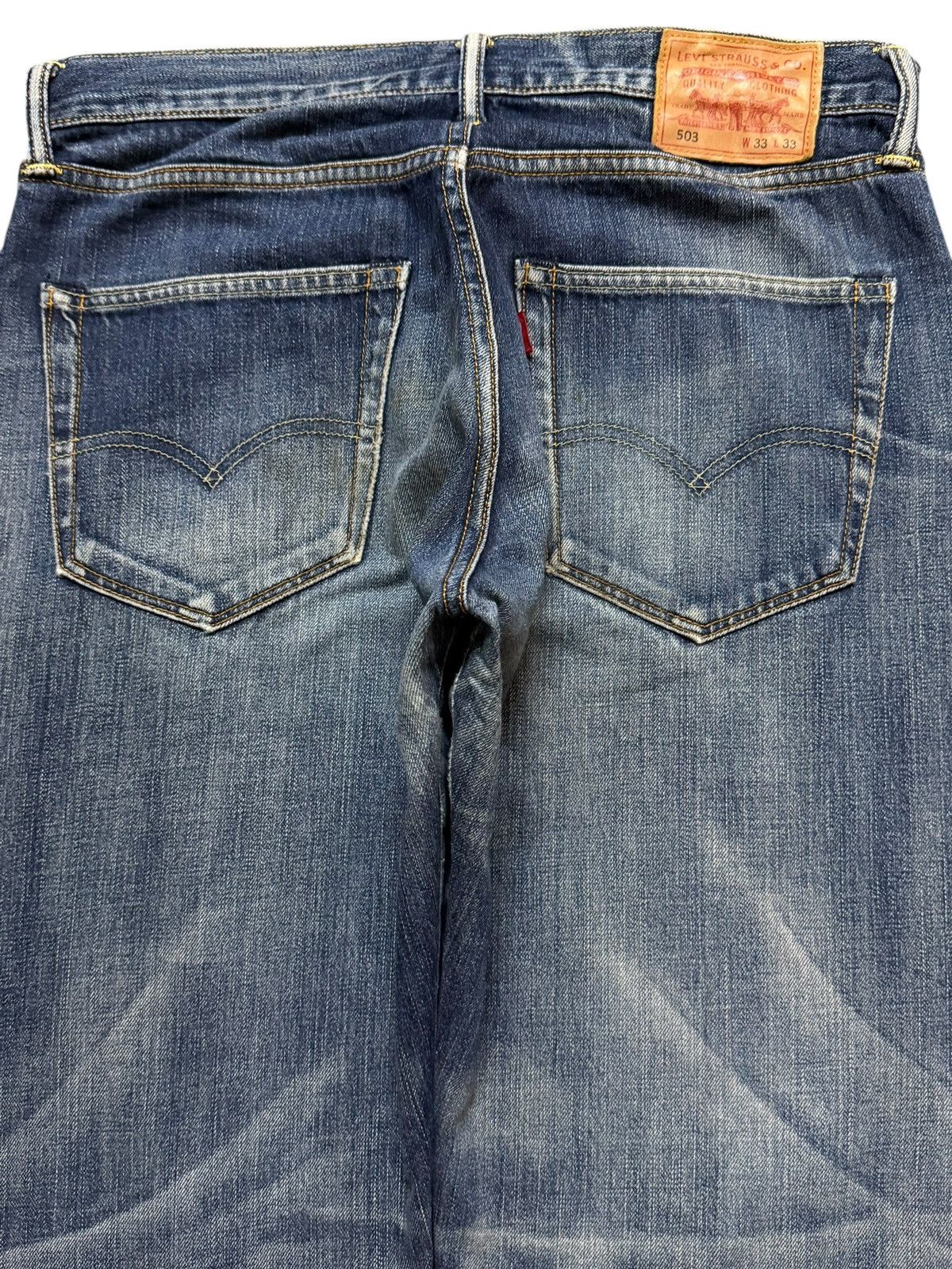Levi's Vintage Y2K Levis 503 Blue Bleached Distress Wide Leg Loose Size US 33 - 4 Thumbnail