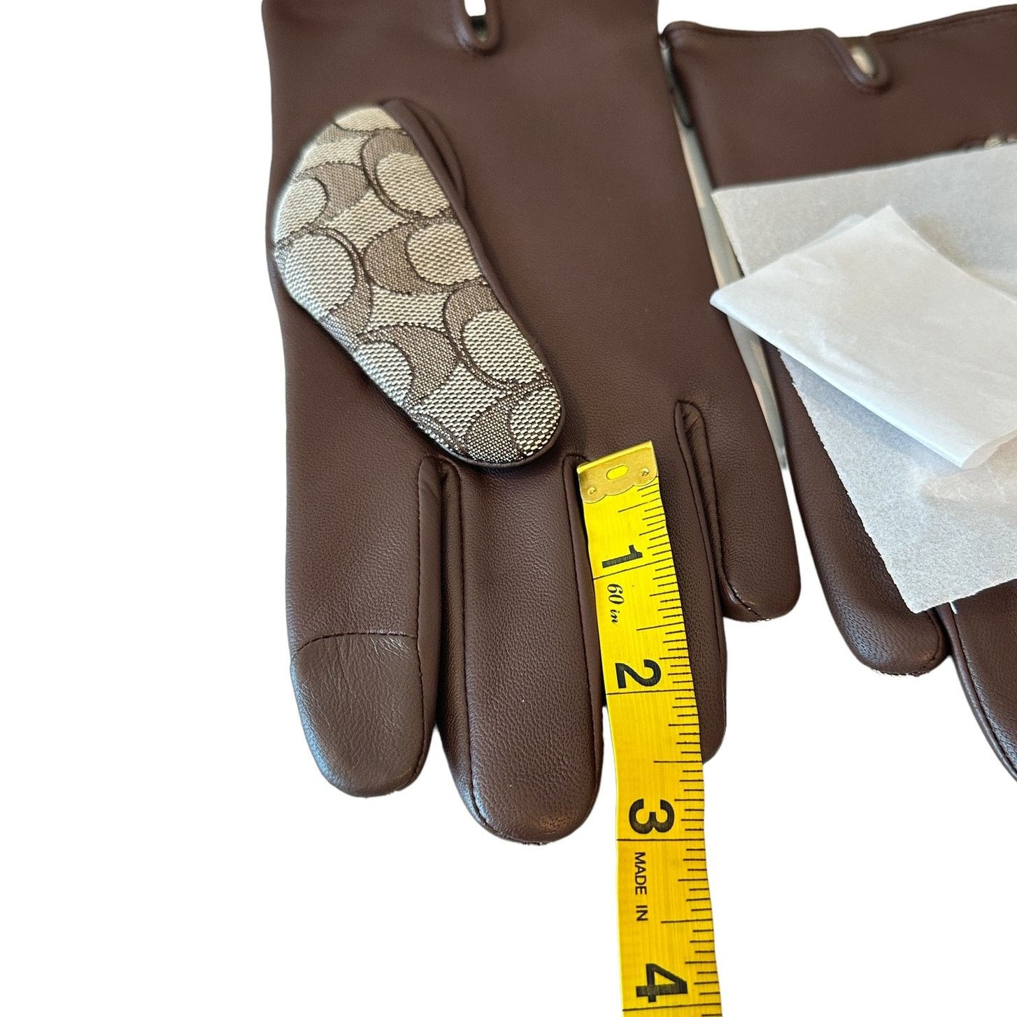 Coach Coach Women Signature Jacquard And Leather Tech Gloves 7.5 Size ONE SIZE - 7 Thumbnail