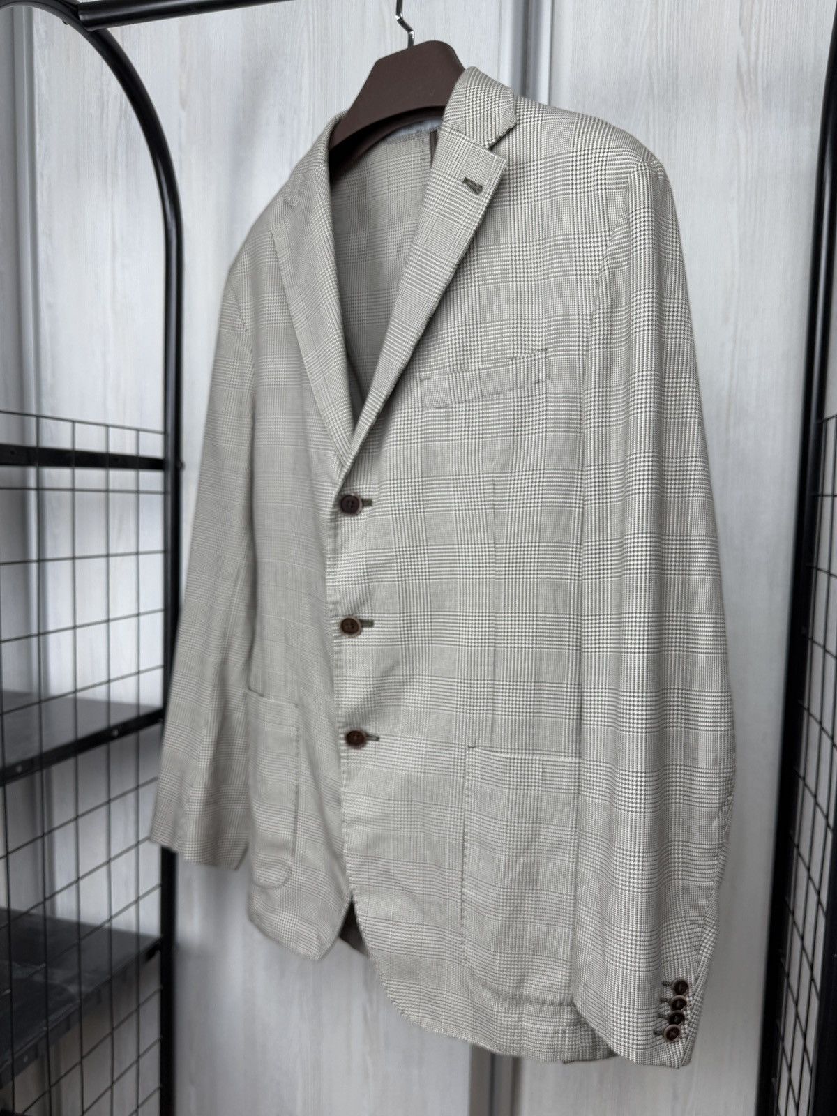 Cantarelli Cantarelli Washed grey checkered cotton houndstooth blazer Size 44R - 5 Thumbnail