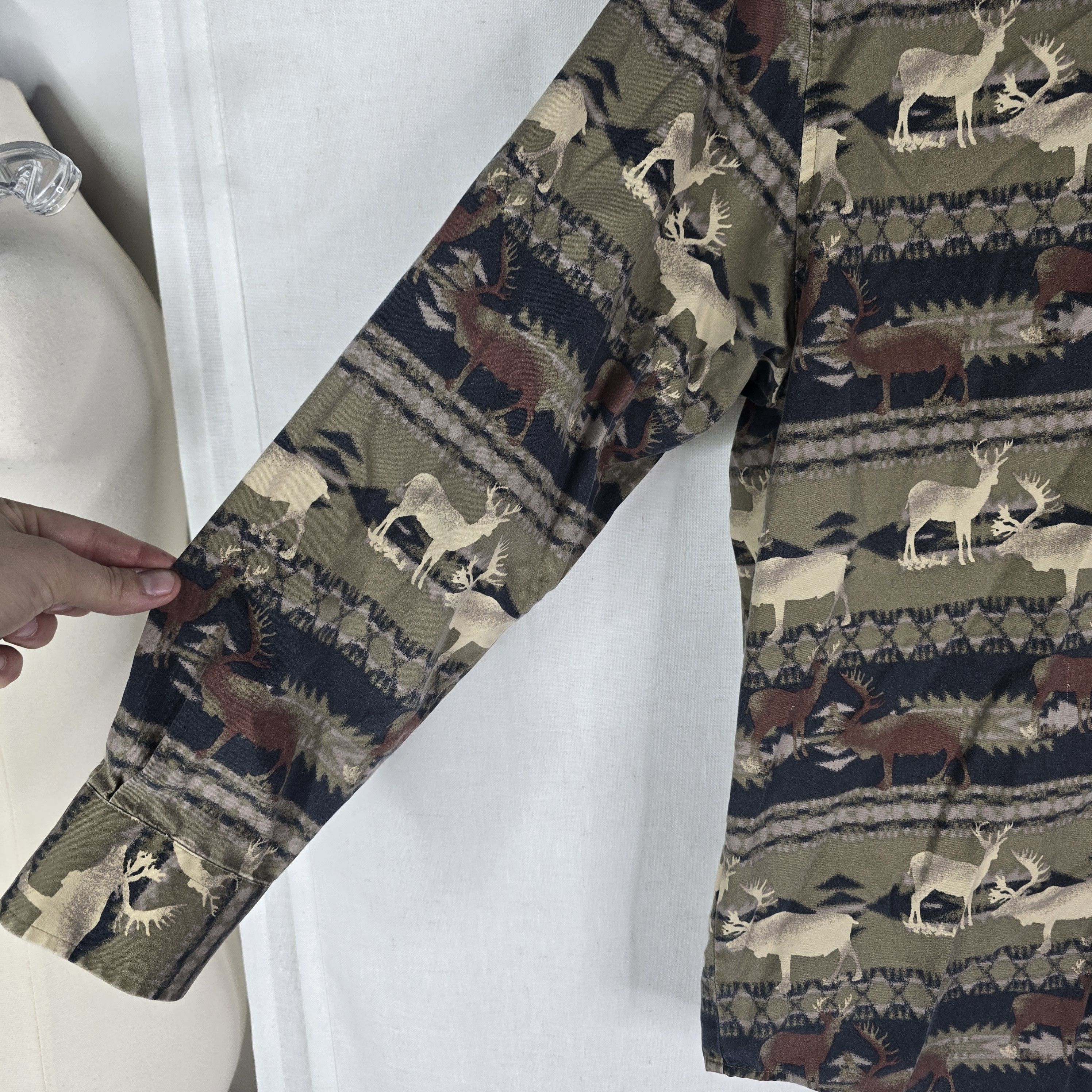 Natural Issue Natural Issue Mens Medium Deer Elk Aztec Y2k Button Up Size US M / EU 48-50 / 2 - 2 Thumbnail
