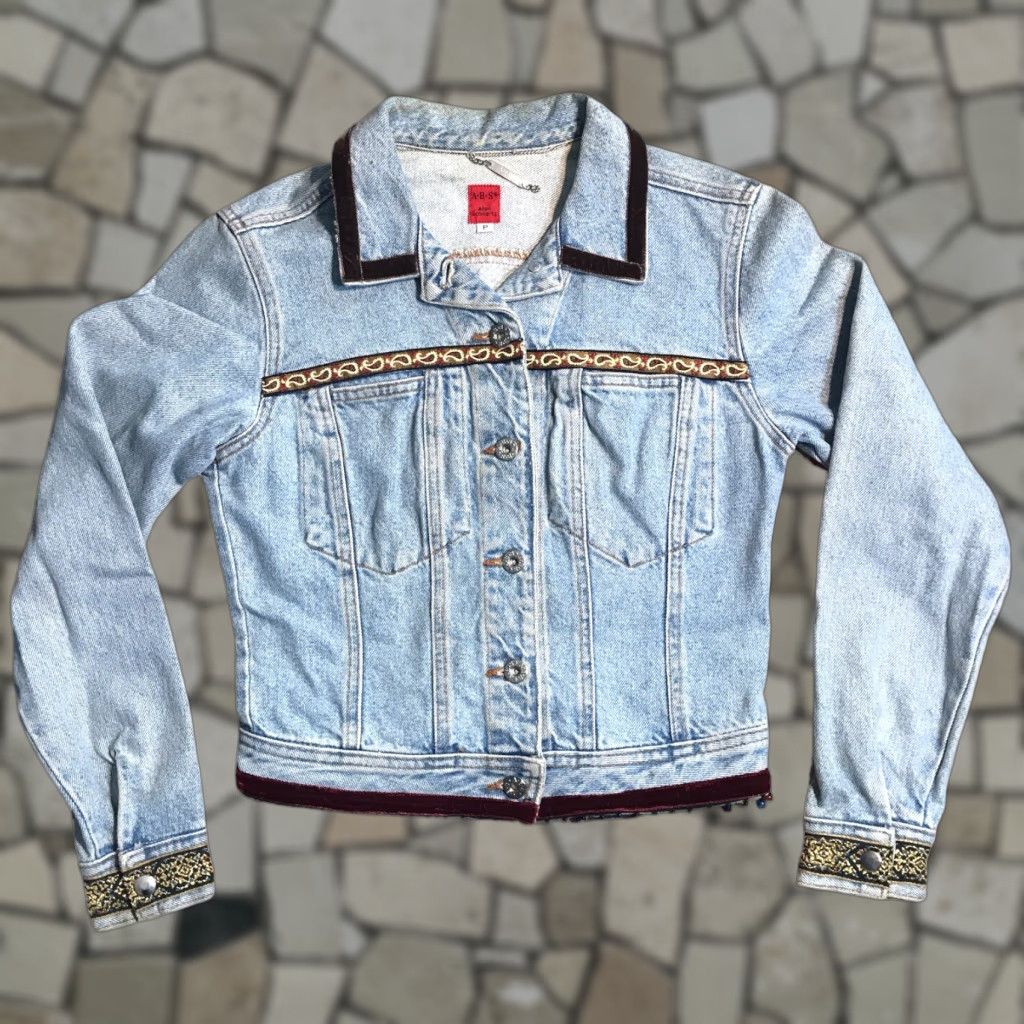 Vintage VINTAGE ABS by Allen Schwartz Beaded Denim Jacket Womens Petite PP Blue Denim Beaded USA Designer Jacket Girls Womens Size XXS / US 00 / IT 34 - 1 Thumbnail