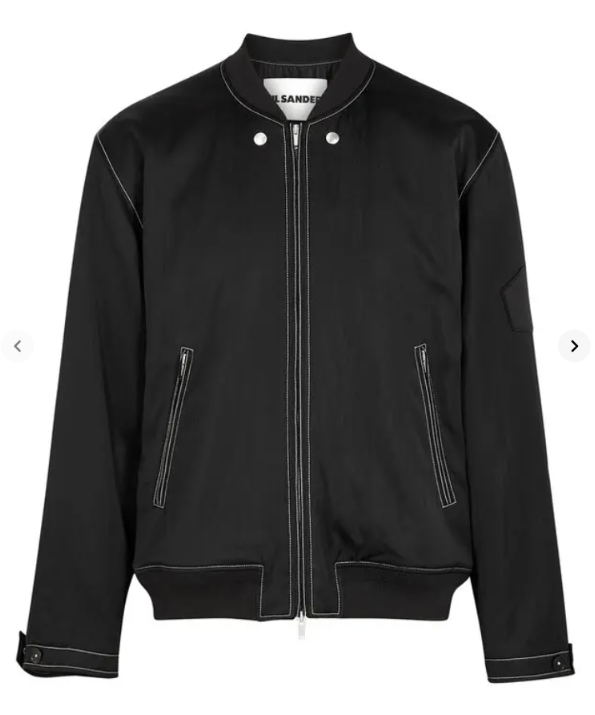 JIL SANDER BLACK Satin Patch Bomber jacket MA-1
