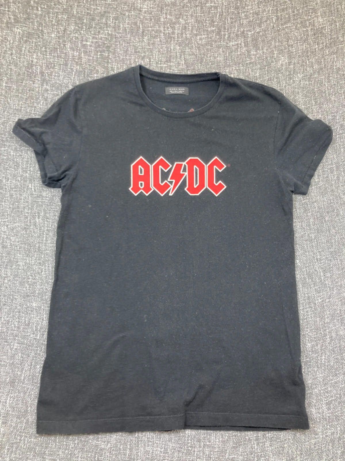 Designer Zara Man T-Shirt Mens AC/DC band Small S 2016 Black 90s Size US S / EU 44-46 / 1 - 5 Thumbnail