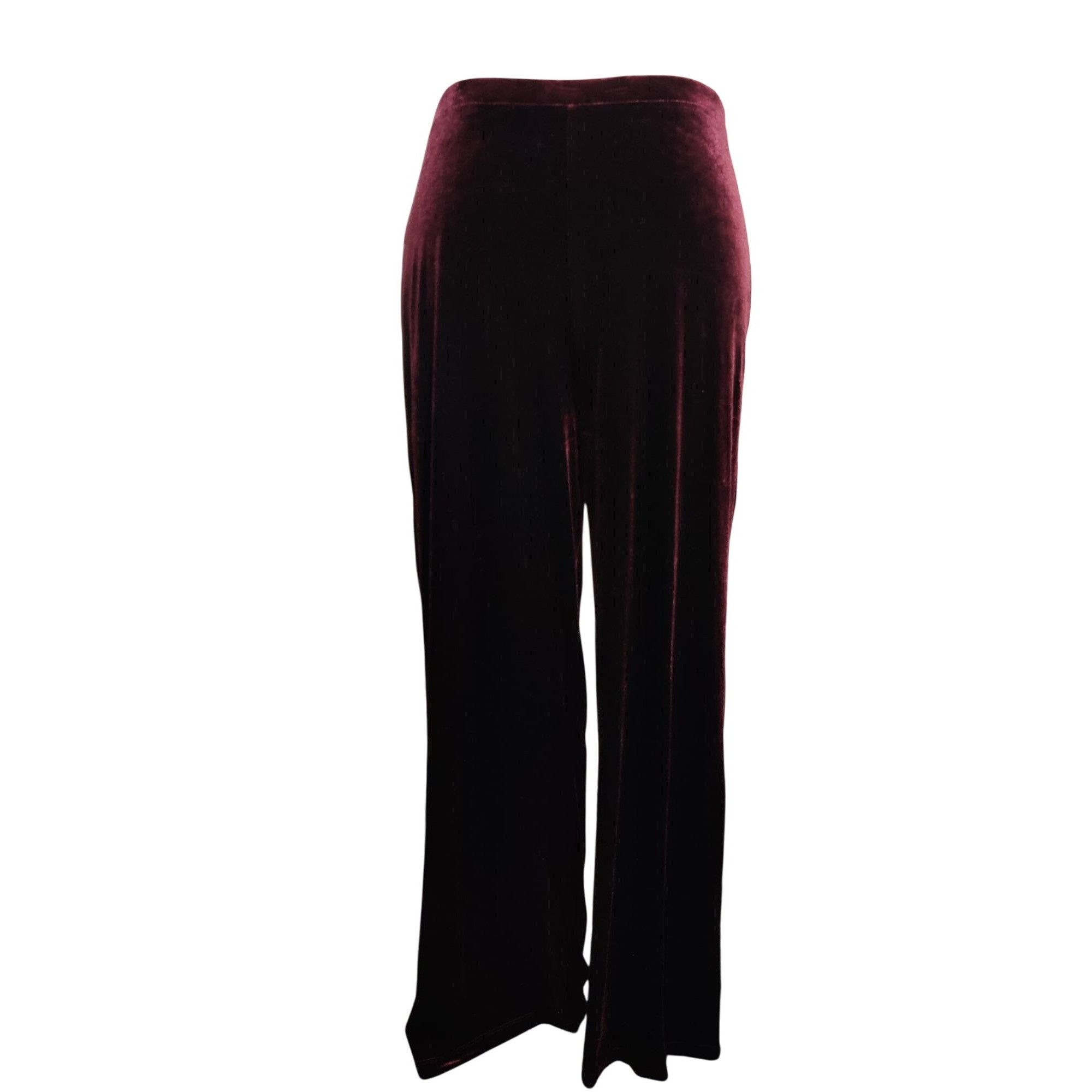George George L Womens Pants Red Bordeaux Smooth Velvet Wide Leg St Size 35" - 1 Thumbnail